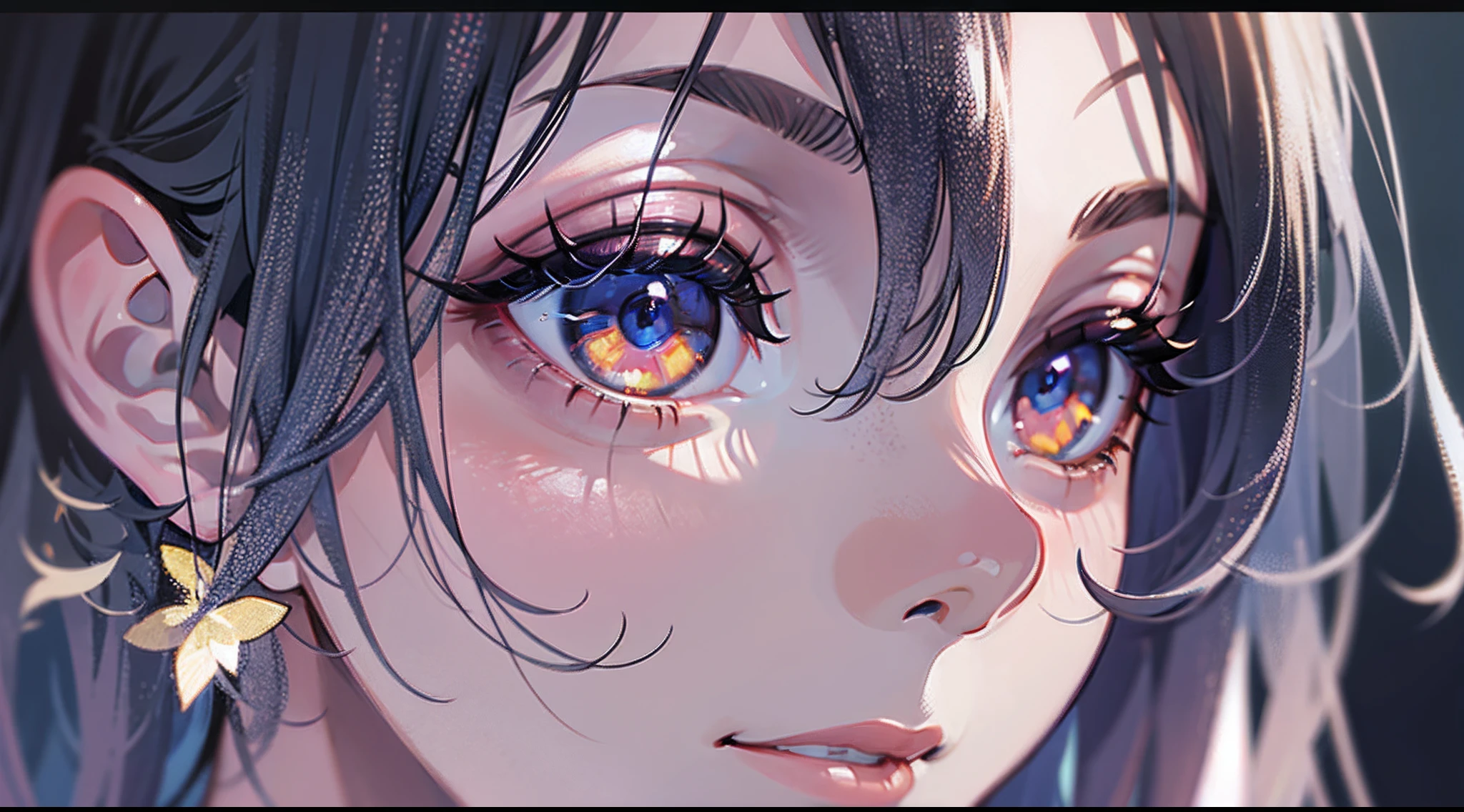 A masterful anime character close-up portrait in the style of Makoto Shinkai, exuding a wistful and melancholic mood. A poignant expression is captured through the character's soulful eyes and bittersweet smile, set against a soft lighting and muted color palette. Depicted with photorealistic 4K resolution and 16:9 aspect ratio using digital painting techniques. Every hair strand, pore, and fine detail of the character's facial features are rendered with precision, from the glistening highlights in her eyes to the subtle flush on her cheeks. Her face fills the frame, drawn with exceptional anatomical accuracy and life-like texture. This serene and contemplative artistic rendering of an anime protagonist conveys hidden depths and unspoken emotions through masterful technique and observation of the human condition. --auto --s2