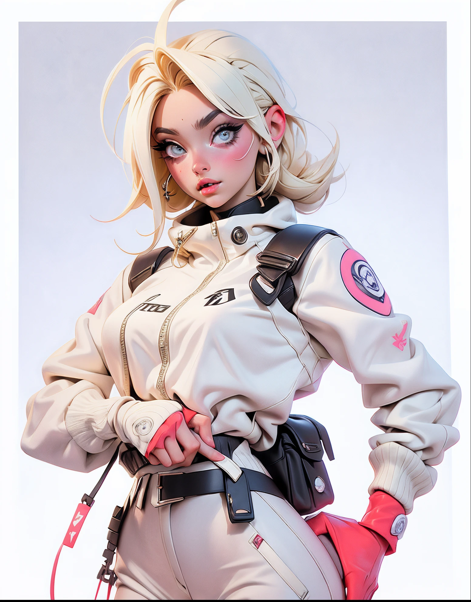 ((Best quality)), ((Masterpiece)), ((Realstic)) and ultra-detailed pchaudography, Tsuande, Pretty Girl Tsunade de Naruto, Jolie fille, cheveux jaune clair, parti, neon light. Elle a ((cheveux blanc)), porte un (Top Tech-Wear) et un (corde noire, motif rouge:1.2) , ((beautiful and aesthetic)), sexy, gros seins, chaud, grosse poitrine