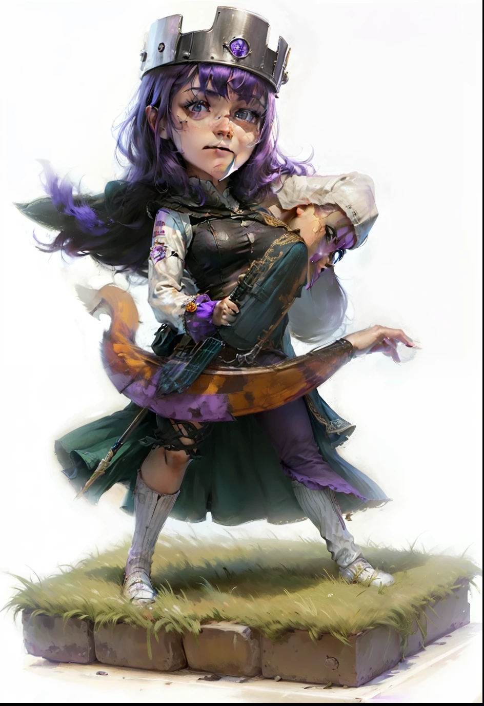 archerqueen coc,purple hair,realistic,hd