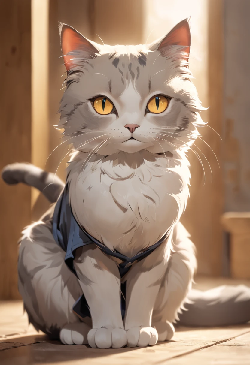 A four-legged male cat, simple scenario, detailed penis, is putting a penis inside the vagina of a blue-eyed white cat who is letting the male put his penis inside her, deep penetration