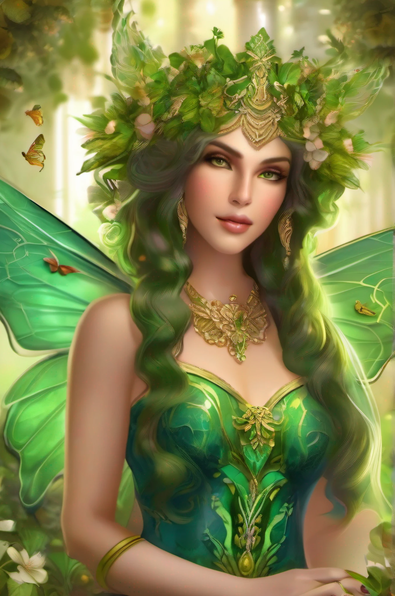 (Goddess of Earth:1.2), (mythical deity:1.2), nature's embrace, lush foliage, (masterpiece:1.4, best quality), (masterpiece, best quality), (photo realistic:1.4), 1goddess, (majestic and nurturing), flowing gown of vines and leaves, radiant flowers, serene expression, rich soil, intricate plant patterns, life-giving aura, ethereal glow, earthy wings, dynamic pose, vibrant greens, deep browns, soft golds, natural lighting, magical aura, (earthy eyes:1.4), (glowing eyes:1.2), (detailed face:1.4), (expressive face:1.2), nurturing gaze, rich textures, captivating features, ethereal beauty, (large breasts:1.2), (perfect body:1.2), background with earth manipulation, moving rocks,growing plants, shifting soil, rare, unique, Rich Detail, Perfect Image Quality