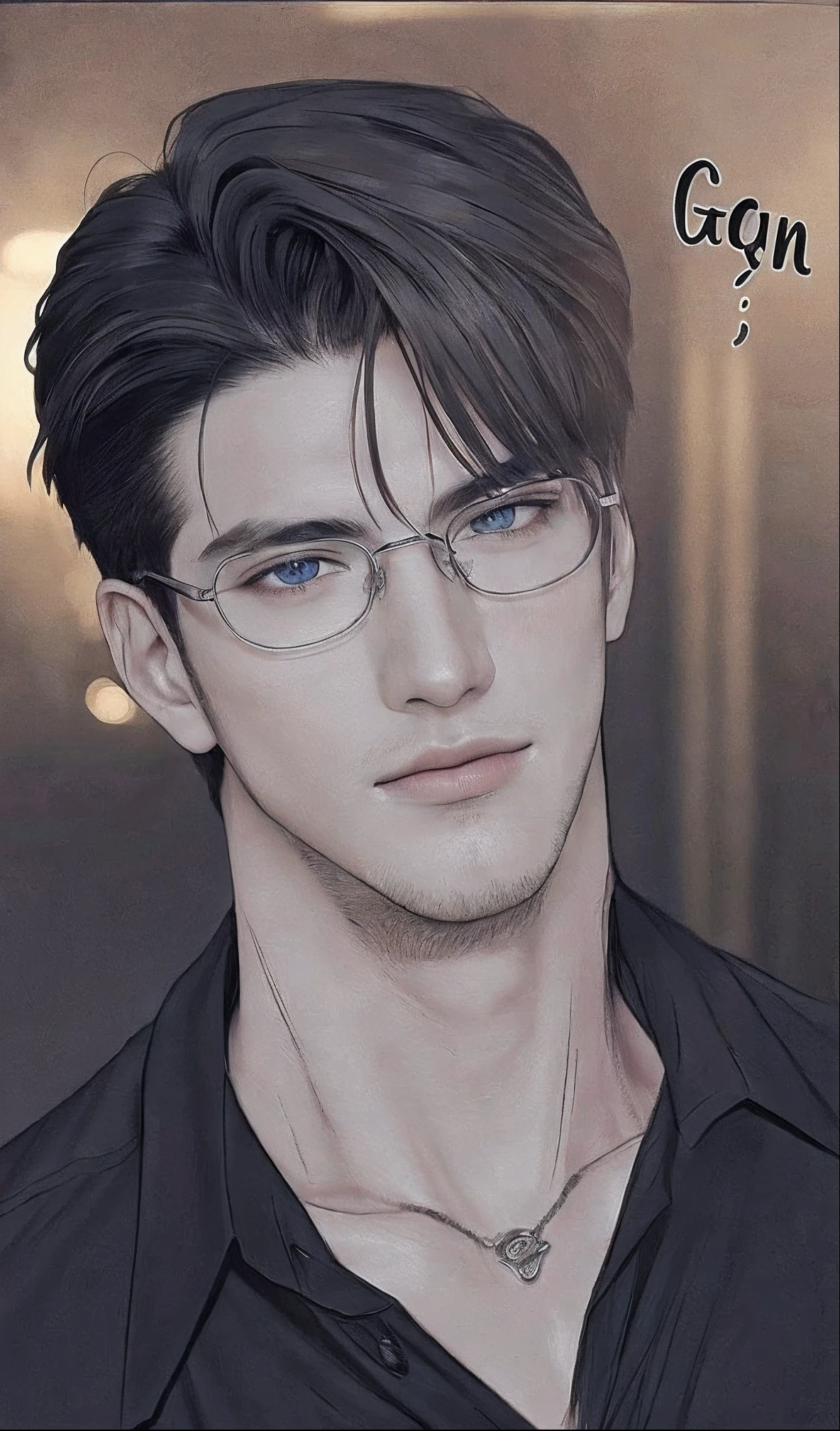 Oppav3, (masterpiece, super high quality, high resolution, 8K, complex: 1.2), (detailed face: 1.2), (wearing a black shirt: 1.5), handsome, glasses, detailed skin, pores, absurd, clumsy, 1boy, male focus, (realistic)), good lighting quality, muscle veins, (((pale skin)), curved, balanced eyes, grey eyes