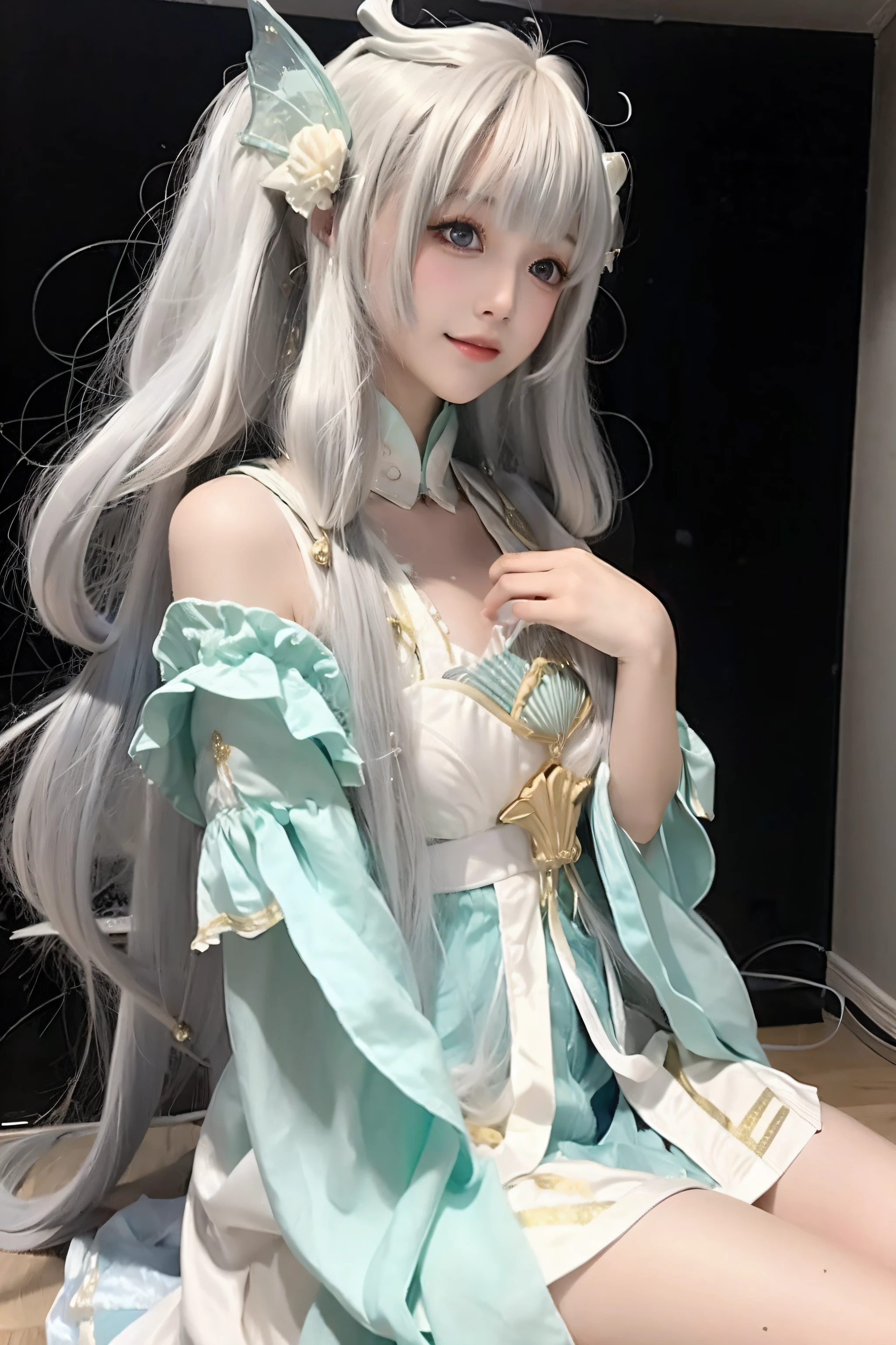 whaite hair,period costume,Royal sister,Master,Sword Fairy,Ancient wind,Colorful manga style,stocklings