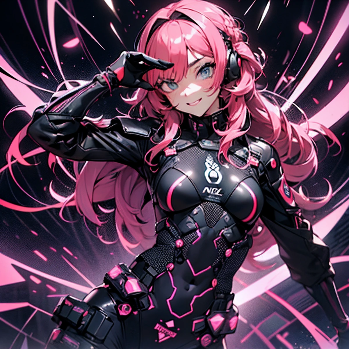 (cyberpunk),optical camouflage、virtual reality glasses、Neon light、cidade do futuro、catsuit、(1girl em, sozinho:1.6),(sorriso bonito),(The clothes are simple), (Melhor Impacto:1.5), (maximalismo:1.7), Vivid contrast, (Realistic), Hyperrealistic illustrations, alta resolução, ultra-detalhada, absurdos,(Arte Fractal:1.3)、Hairstyle Random、Random colored hair color、TIRO DE CORPO INTEIRO、retro、foco preciso、randome pose、cinema4d、Drama