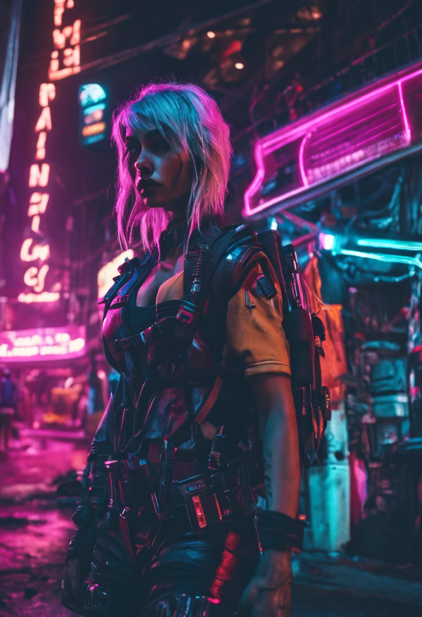 hot girl in the night scene of cyberpunk