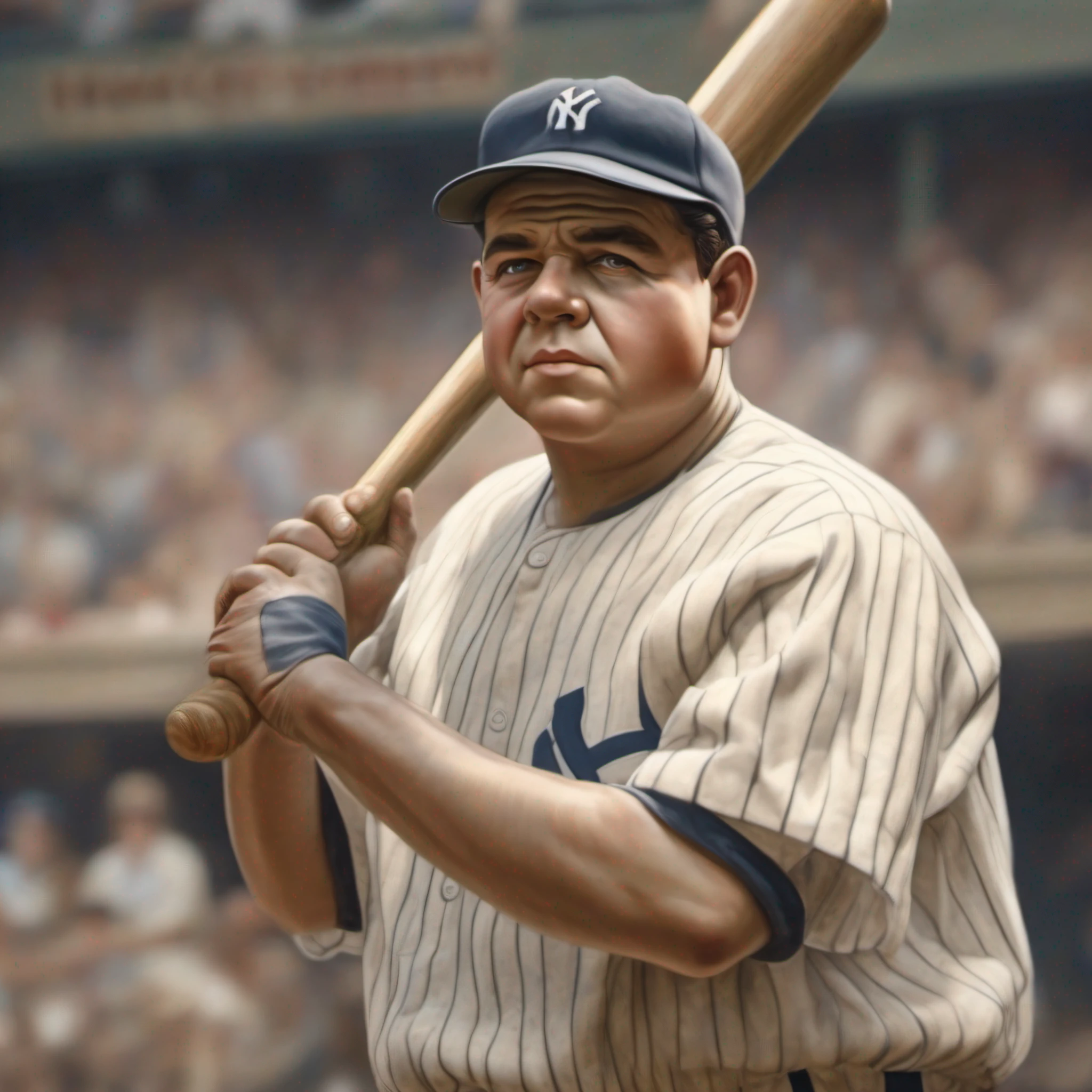 a portrait of Babe Ruth baseball player , intrinsic details,masterpiece,hyper realistic, hd, 8k