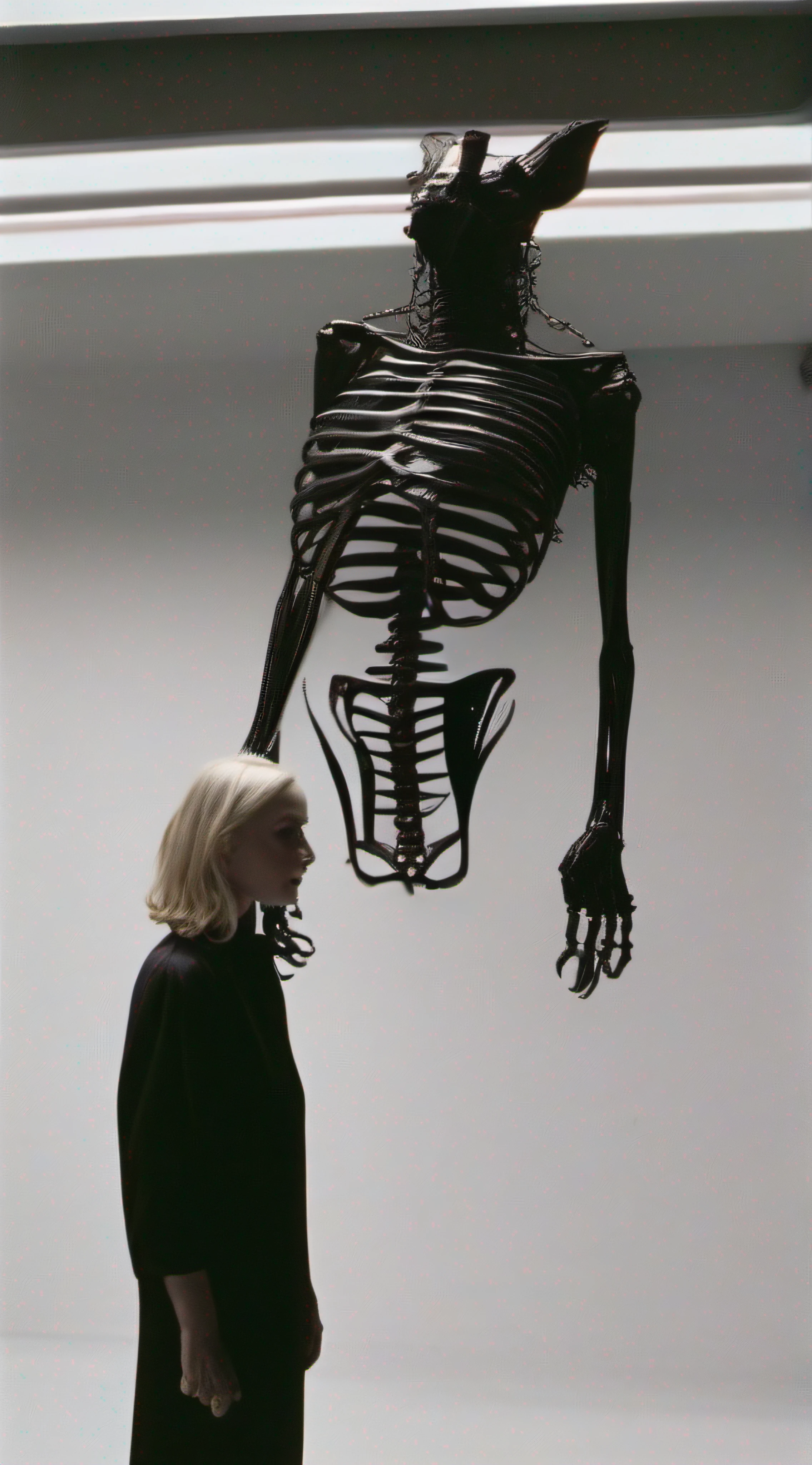 "(The best lighting, alto contraste, oscuro, dramatic),(Chica rubia junto a una cabra negra gigante, Open the rib cage, autopsia, caldero con huesos humanos, sangre por las paredes). Luz Caravaggio"
