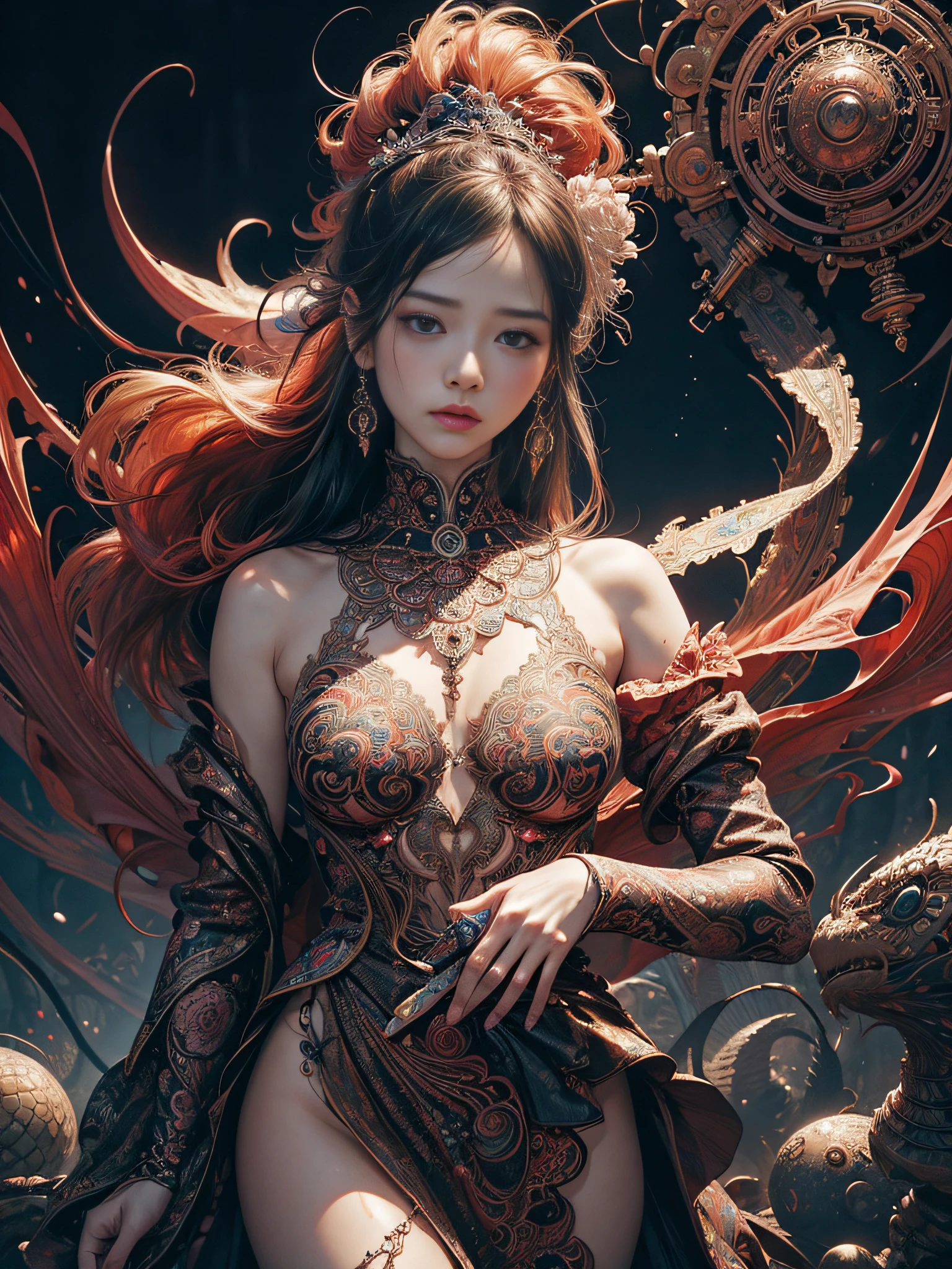 Rosy tears、Official art、unity 8k wall paper、ultra-detailliert、Beautifully Aesthetic、masterpiece、top-quality、(Zentangle、a Mandala、Tangles、Tangles)、(Fractal Art:1.3)、One girl、ighly detailed、Dynamic angles、Cowboy Shots、The most beautiful forms chaos、elegent、Brutalist design、Vibrant colors、romantism、James Jean、roby dwi antono、by Ross Tran、Francis Bacon、Michal Muratz、Adrian Guyney、petra cortright、Gerhard Richter、Takato Yamamoto、Ashley Wood、Atmosphere、ecstasy musical notes、Streaming music notes are visible