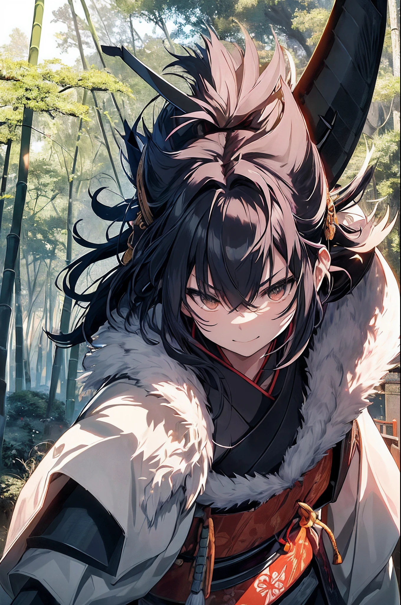 Beautiful Japan countryside、Lightly armed female samurai stands。
Samurai wear simple kimonos and rustic armor、In his hand he holds a Japan sword。
Blue in the countryside々A bamboo forest spreads out、A gentle wind is blowing。
Samurai hides in the grass、Pay attention to enemies creeping around。
A smile appeared on the samurai's face、Tension and anticipation are mixed before the battle。
The blade of the Japan sword glows lightly、Depict the moment when the light movements of the samurai's body dance beautifully in battle。
Use this prompt to、Lightly armed female samurai unites with nature、Draw a moment of battle。
