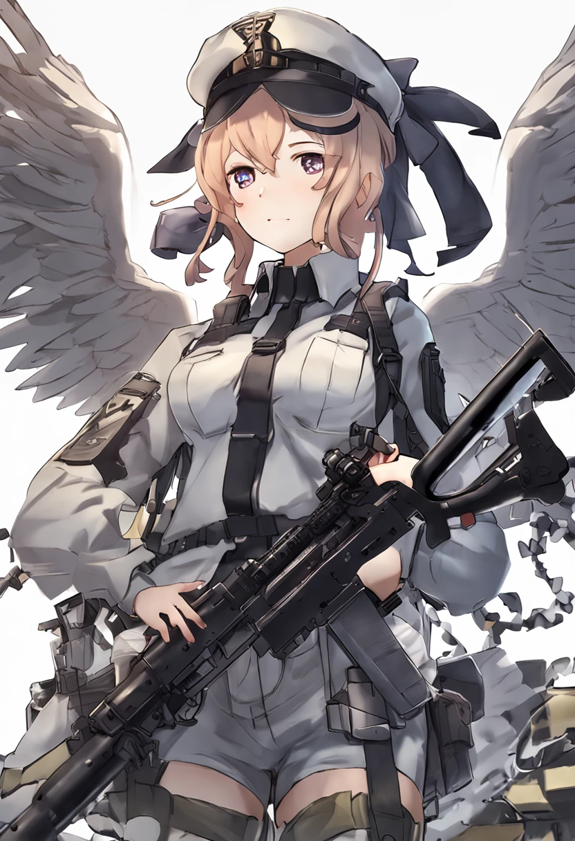 Anime Girl With Wings And A Gun
