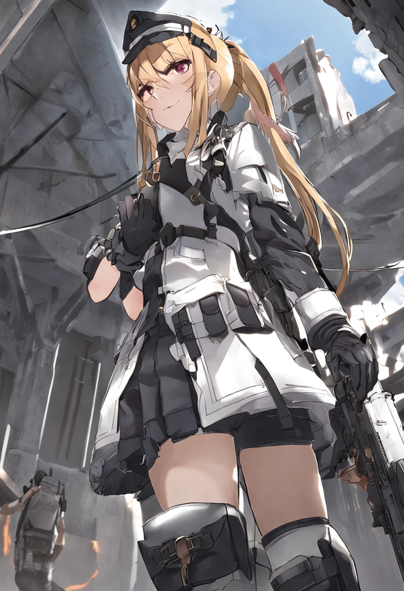 Anime girl standing in ruins,the angel's wings、Armed Angel Girl Frontline Style, from girls frontline, Fine details. girls' frontline, girls' frontline, girls frontline cg, infantry girl, Women's Last Tour, soldier girl, M4 Sopmod II Girls Frontline, anime maid ss military, girls frontline universe, Mechanized soldier girl, Majora、lieutenant colonel、Girls Moon、Start of battle！