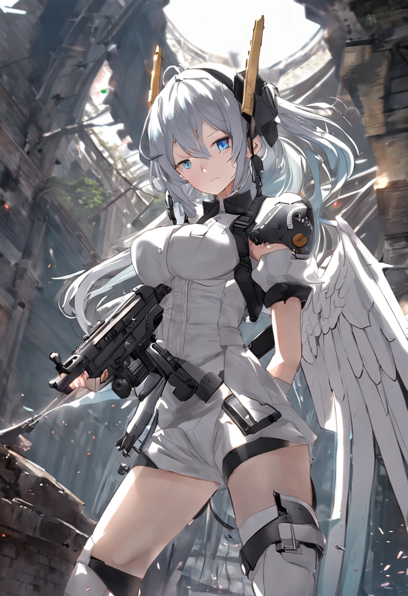 Anime girl standing in ruins,the angel's wings、Armed Angel Girl Frontline Style, from girls frontline, Fine details. girls' frontline, girls' frontline, girls frontline cg, infantry girl, Women's Last Tour, soldier girl, M4 Sopmod II Girls Frontline, anime maid ss military, girls frontline universe, Mechanized soldier girl, Majora、lieutenant colonel、Girls Moon、Start of battle!