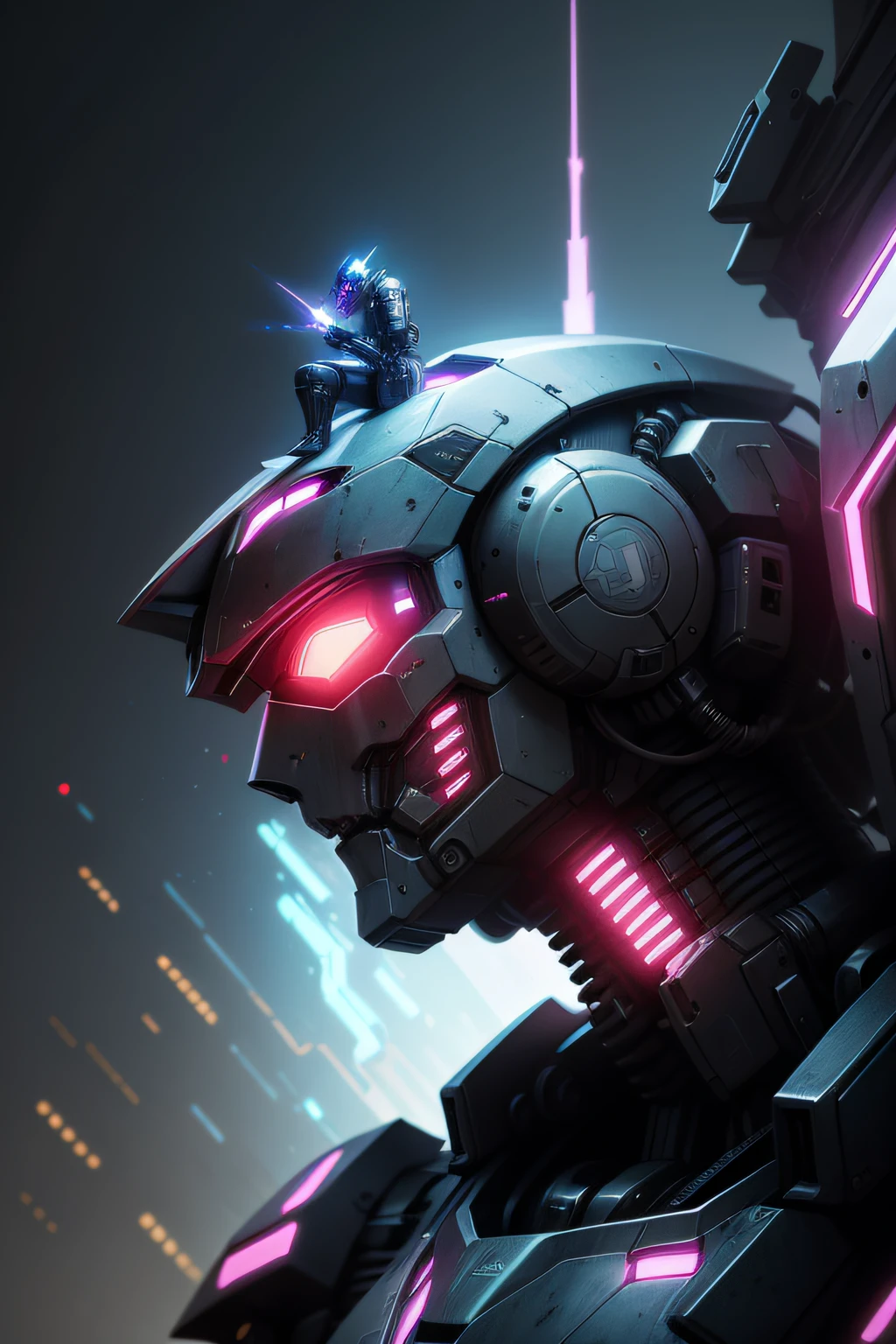 "Super cool mech，cyber punk style，A giant robot in the atmosphere of future technology"