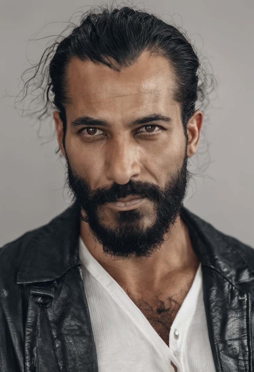 There's a man with a beard and a white tank top, Cornrows, Retrato tirado 8 K, taken in the early 2020s, retrato centrado no perfil lateral, braided beard, foto de perfil headshot, Foto de perfil, com cabelo e pele texturizados, um homem negro com longos cabelos cacheados, perfil lateral cenetered retrato, retrato de perfil lateral
