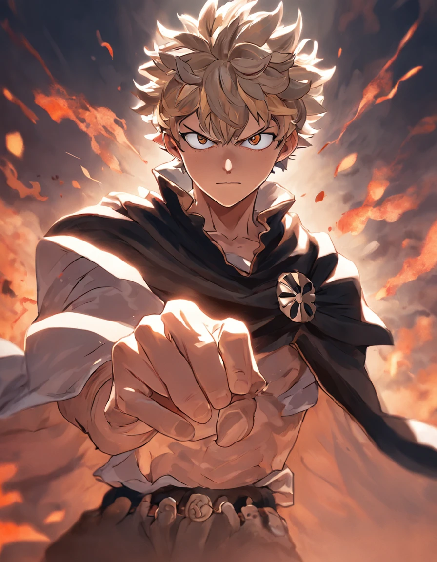 "Hyper-realistic portrait of Asta from Black Clover with intricate details and lifelike rendering, showcasing his fierce determination and strong character. Vibrant colors, dynamic composition, and exceptional attention to lighting and shadows. Asta is portrayed in his iconic black clover attire, capturing his energetic and heroic aura. Create a breathtaking masterpiece that captures the essence of Asta's unwavering spirit and power."