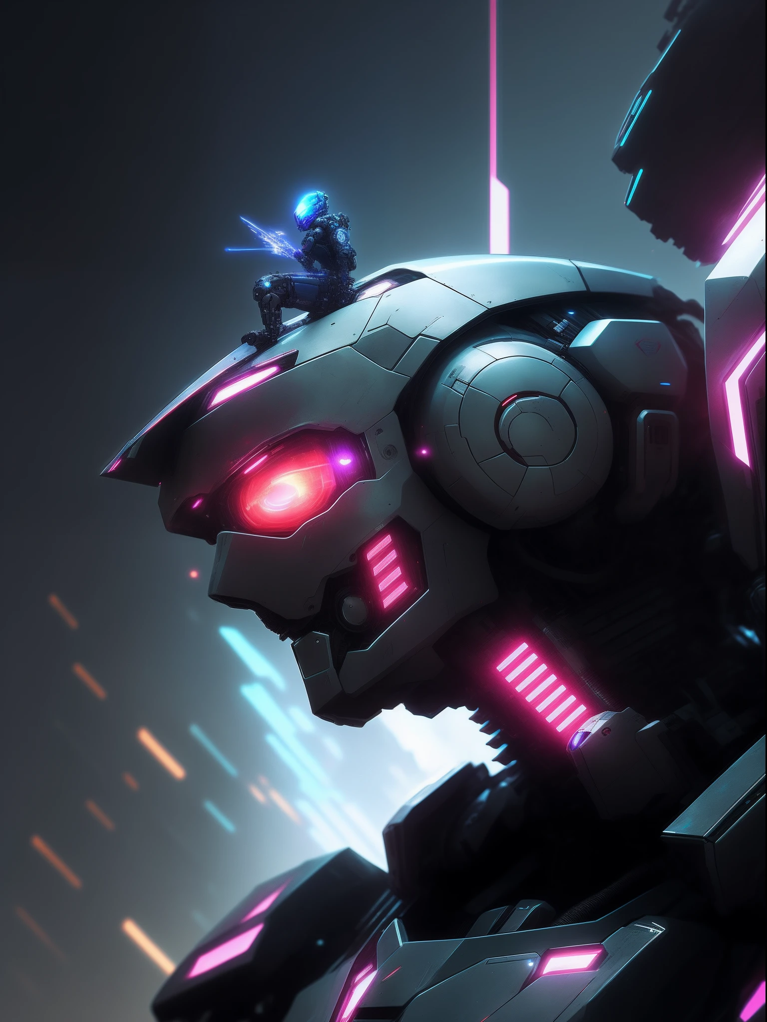 Close-up of a robot with glowing eyes and futuristic sets, Mecha Inspiration, portrait of a mech, mecha art, cyberpunk anime girl mech, Alexander Ferra Mecha, Cyber Mech, cool mecha style, Digital cyberpunk anime art, detailed cyberpunk illustration, Beautiful robot character design, mecha asthetic, 4k highly detailed digital art