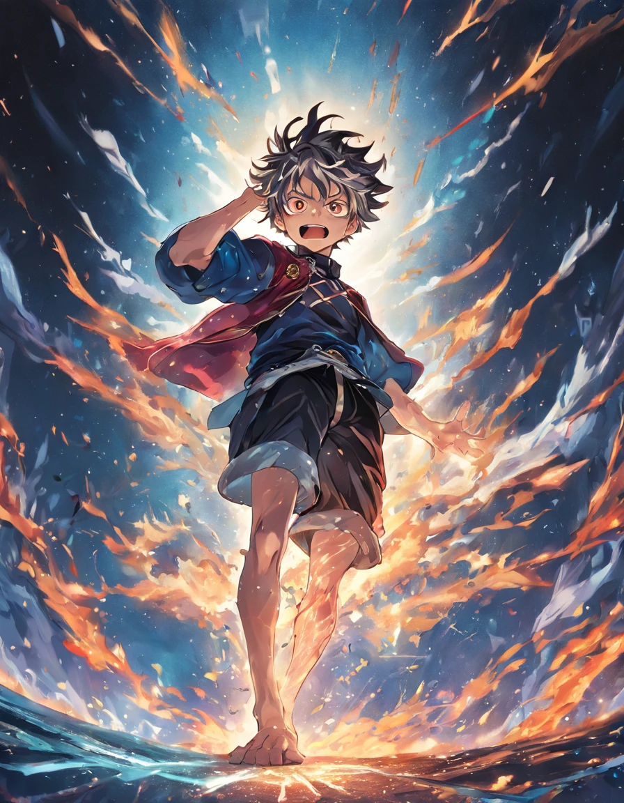 Asta from Black Clover, in a visually stunning and dynamic pose, showcasing the intense and captivating world of magic, with vibrant colors, intricate details, and high resolution.