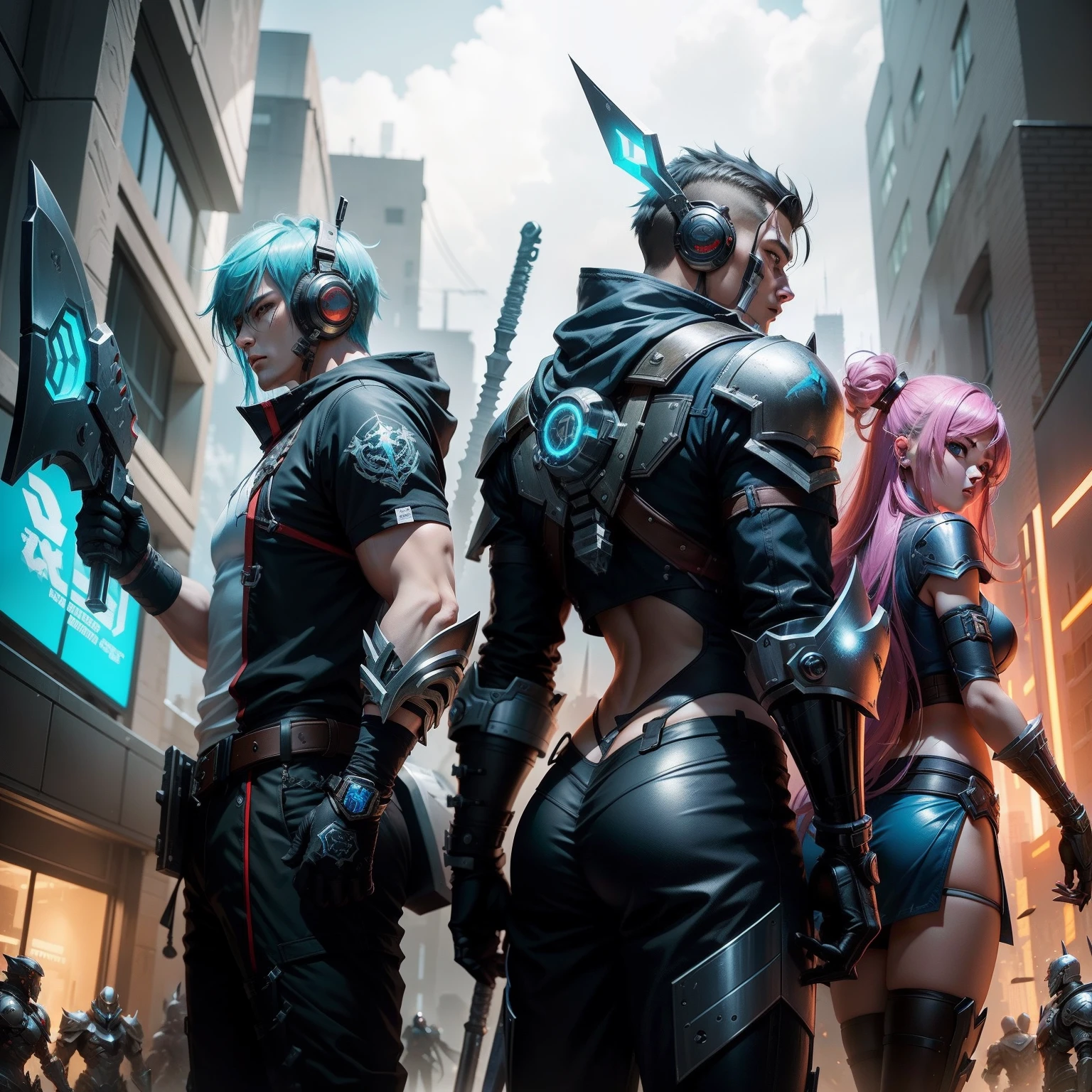 Mechanical General,Double axe,Cyber,Realism,废墟,league of legend
