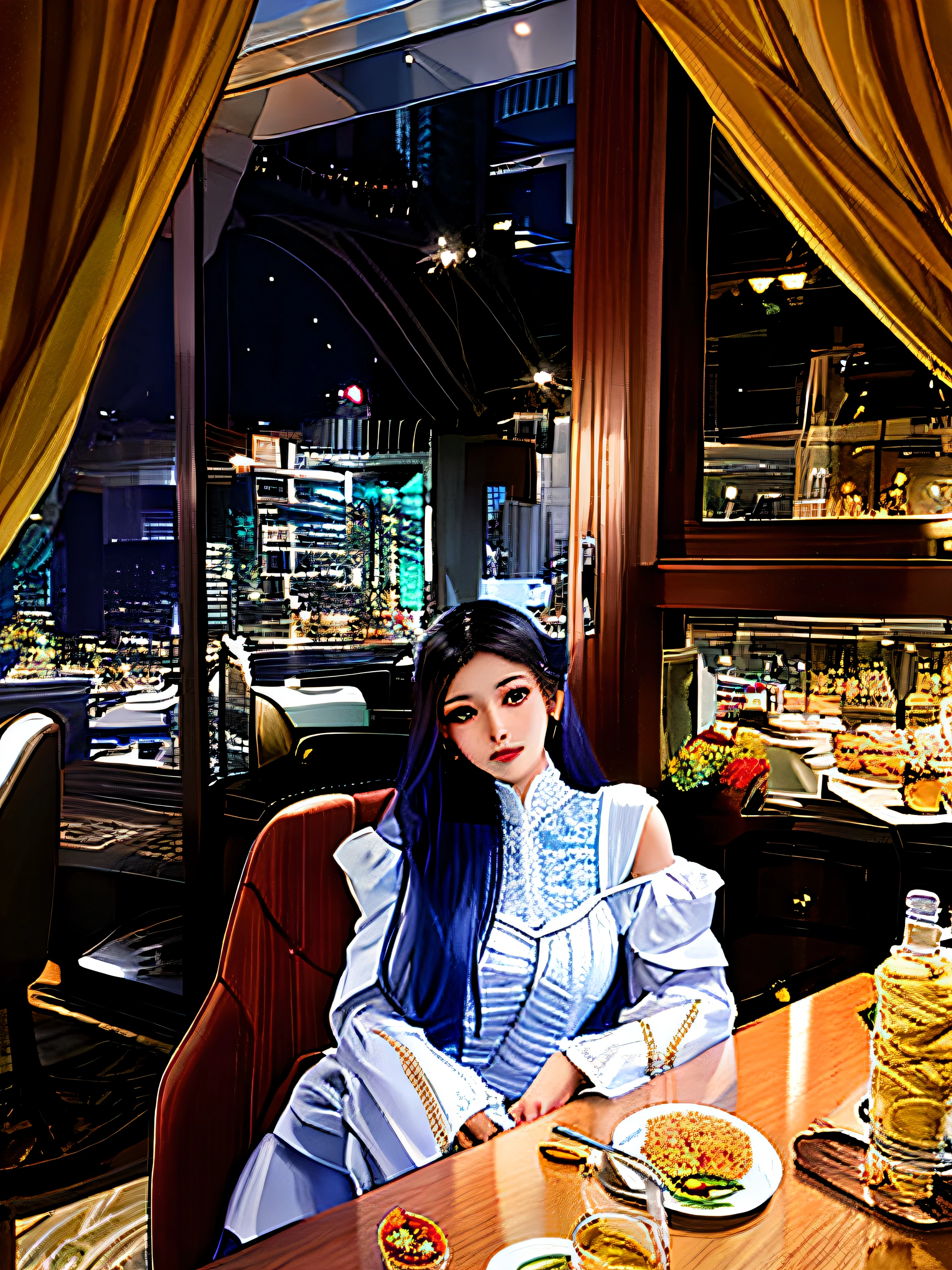 There was a woman sitting at the table,Carrying a plate of food, Shot on Canon EOS R 6, cindy avelino, High picture quality, anna nikonova aka newmilky, a beautiful woman in white aodai, imagem de qualidade alta, shot with sony alpha 1 camera, Handsome girl, dilraba dilmurat, young beautiful amouranth, shot with hasselblade camera