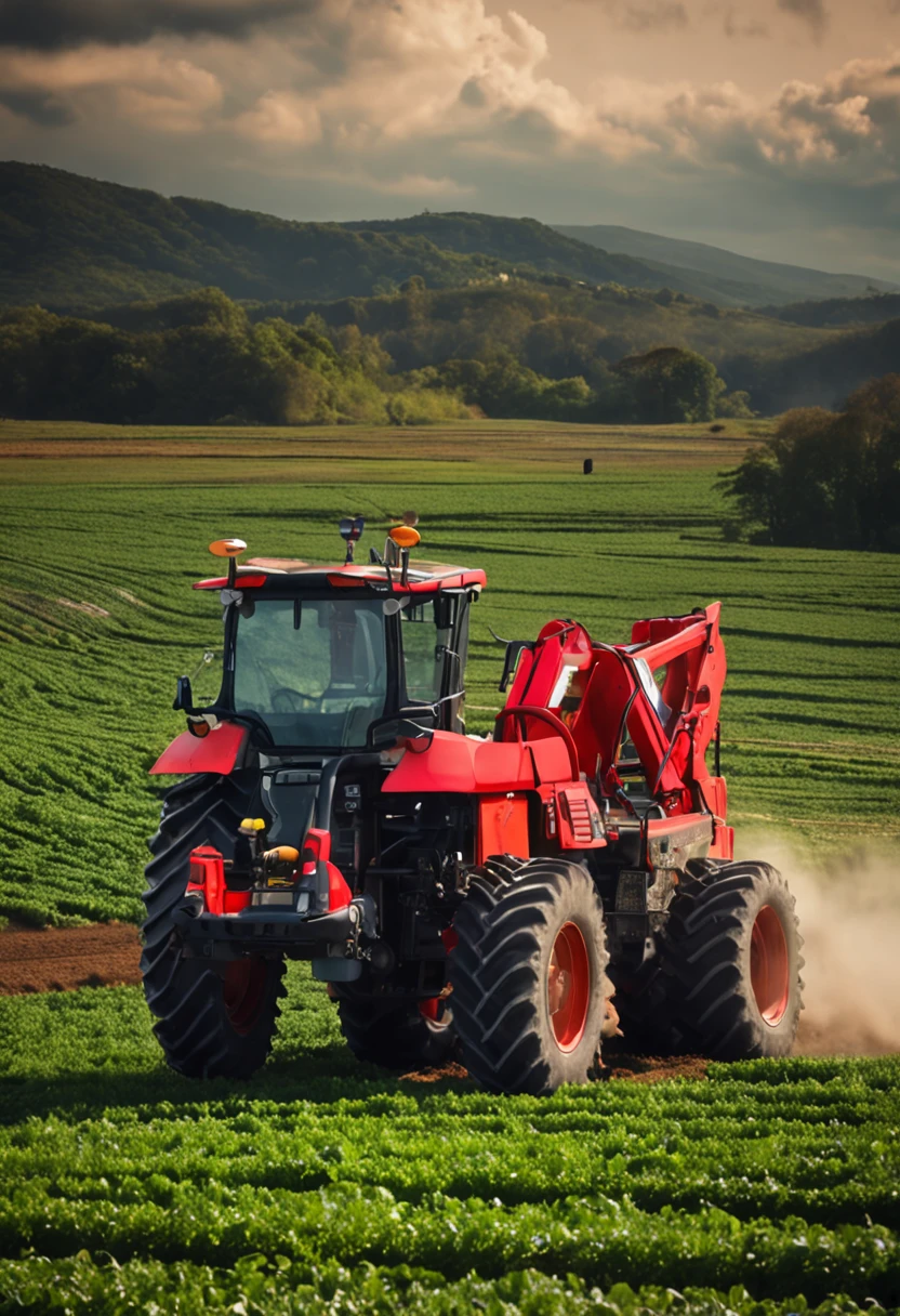 Agricultural machines, working at a field