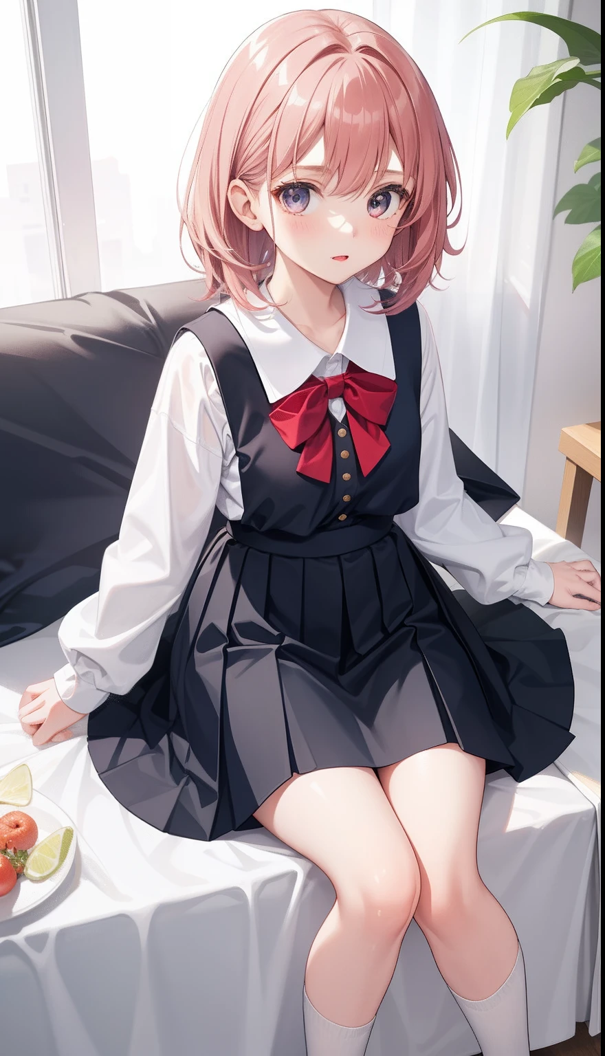 1girl in、AS-Adult、cute little、pleatedskirt、