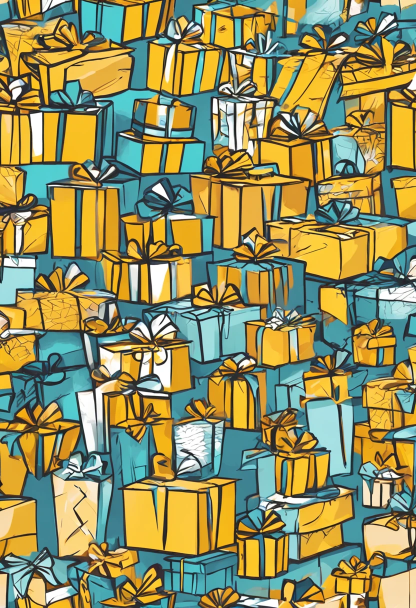 Set of yellow gift boxes
