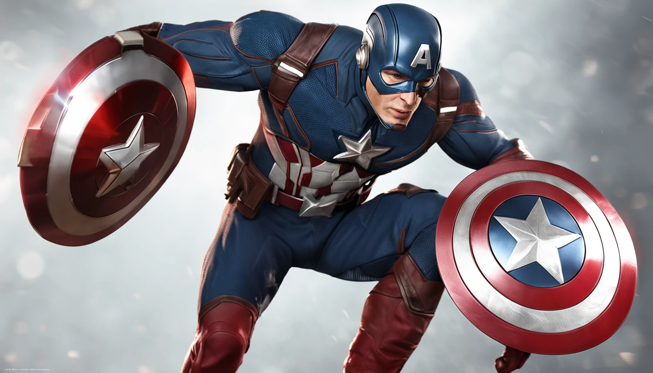 Generate an incredible image that shows a unique fusion between the Flash and Captain America. The resulting character must incorporate iconic elements of both heroes in a harmonious and impactful way.
Start with Captain America's recognizable uniform, complete with the emblematic shield on his arm. No entanto, o traje deve incorporar detalhes inspirados no Flash, como linhas de velocidade e um toque de vermelho vibrante.
The character's face should capture Captain America's determined and confident expression, com elementos sutis que evocam o Flash, como raios de velocidade em seus olhos ou uma aura de velocidade ao redor dele.
Make sure the image conveys a sense of speed and power, highlighting the unique fusion of these two iconic superheroes