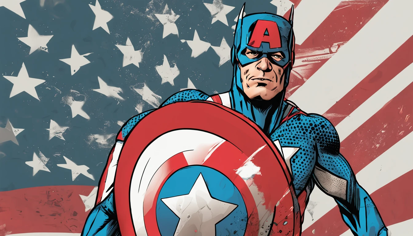 Generate an incredible image that shows a unique fusion between the Flash and Captain America. The resulting character must incorporate iconic elements of both heroes in a harmonious and impactful way.

Start with Captain America's recognizable uniform, complete with the emblematic shield on his arm. No entanto, o traje deve incorporar detalhes inspirados no Flash, como linhas de velocidade e um toque de vermelho vibrante.

The character's face should capture Captain America's determined and confident expression, com elementos sutis que evocam o Flash, como raios de velocidade em seus olhos ou uma aura de velocidade ao redor dele.

Make sure the image conveys a sense of speed and power, highlighting the unique fusion of these two iconic superheroes