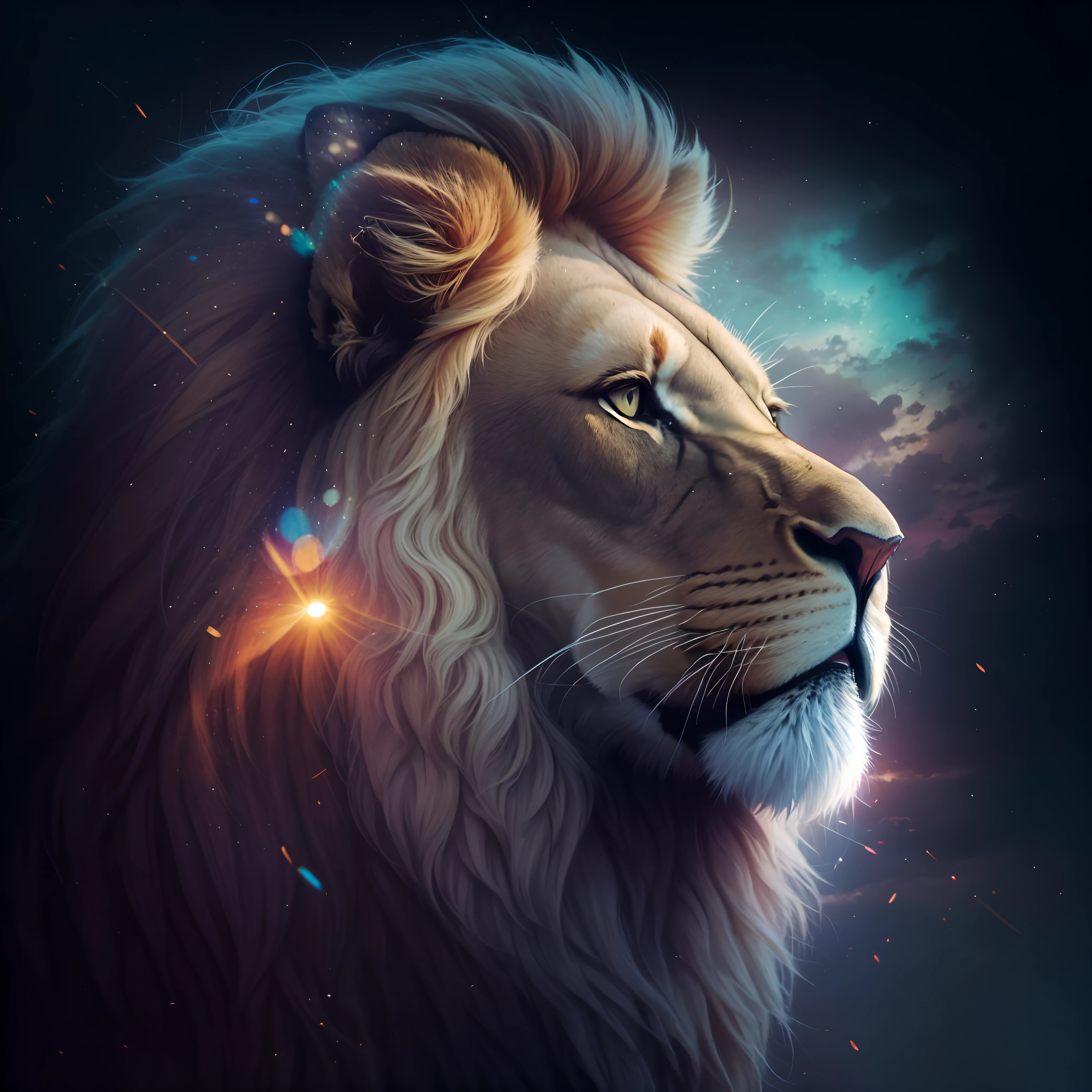 Lion, leone, King, naturais, Natureza, Natureza, Linda, renderizado, fotorrealista, UltraHD, 4k, texturasdetalhadas, thunders, sombras detalhadas, cores detalhadas, por do sol, sol se pondo, Sunset, Natureza Linda, fundo preto, por do sol, contraste detalhado, contraste realista, alta resolução, cores detalhadas,