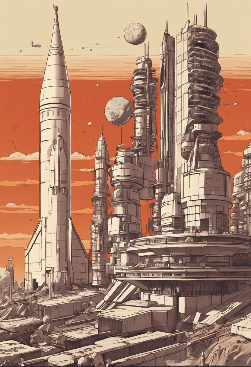 sci-fy、Soviet cosmonautics、Space monument、realistic architecture、Stack blocks、civil engineering、starryskybackground、Sunset moments、Space Conqueror Monument、Stack blocks、Stack bricks、Stack building materials