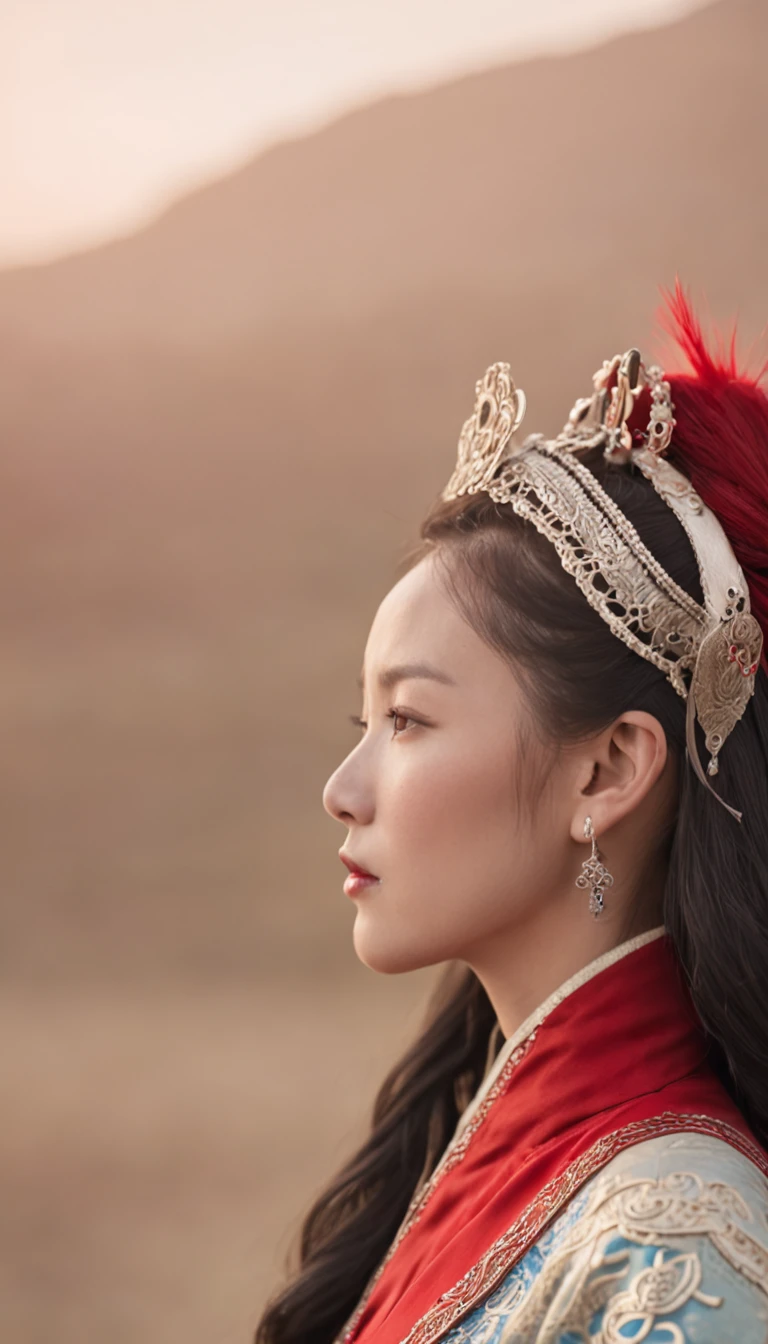 woman、Back Shadow、sideface、Mongolian costumes、Faraway view