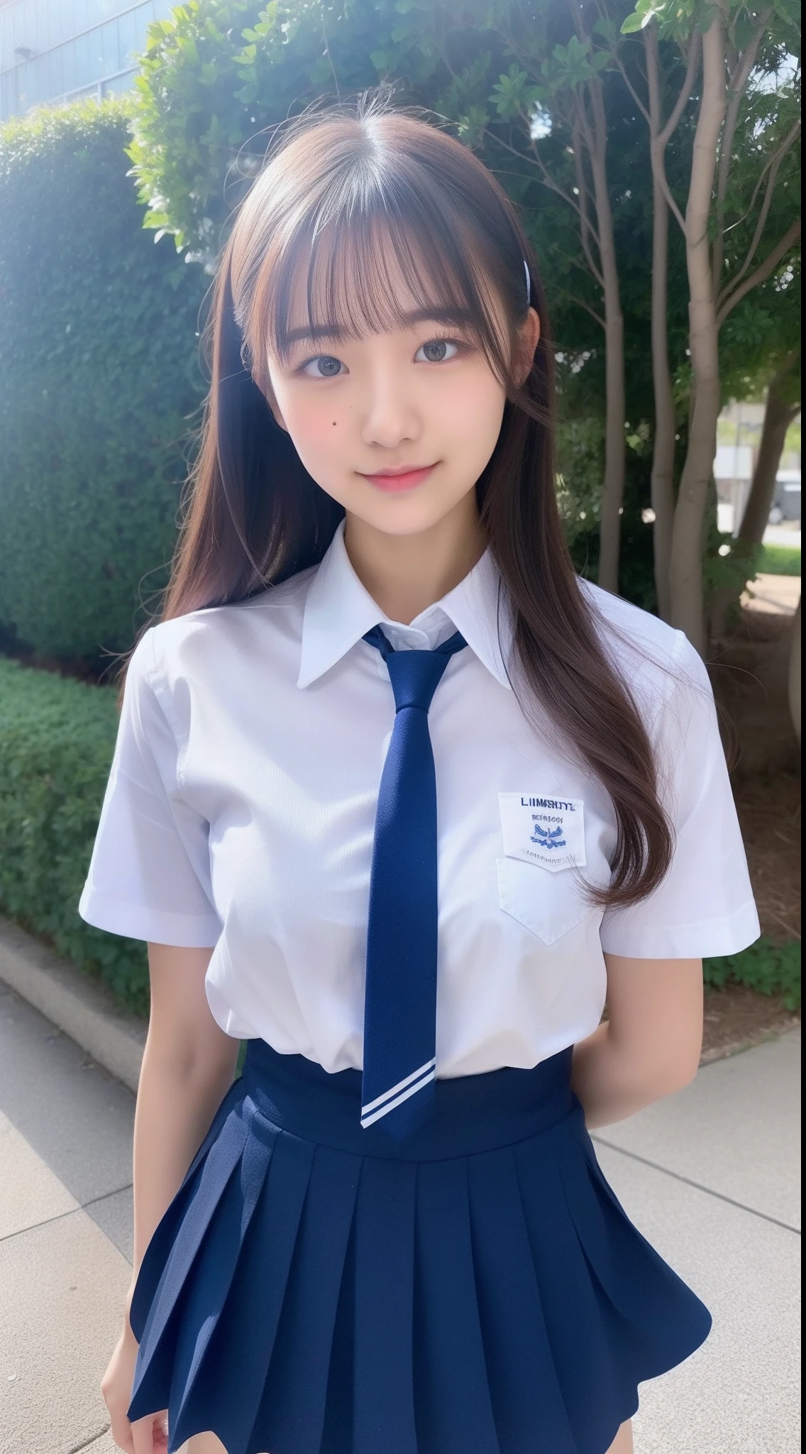 japanaese girl、**** Girls、Obese body type、Transparency、Transcendent Big、School Uniforms、Navy blue tie、Navy blue skirt、Light blue shirt、hposing Gravure Idol、waterside