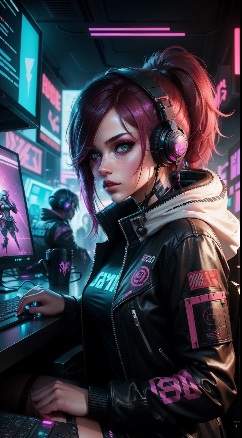 A special tribute to gamer girls in a cyberpunk style.