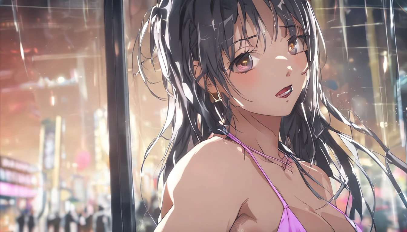 Close up portrait of bare breast woman, Transparent bikini, Realistic Young Gravure Idol, Young Pretty Gravure Idol, Seductive Anime Girl, gorgeous bikini model, Cute Bikini