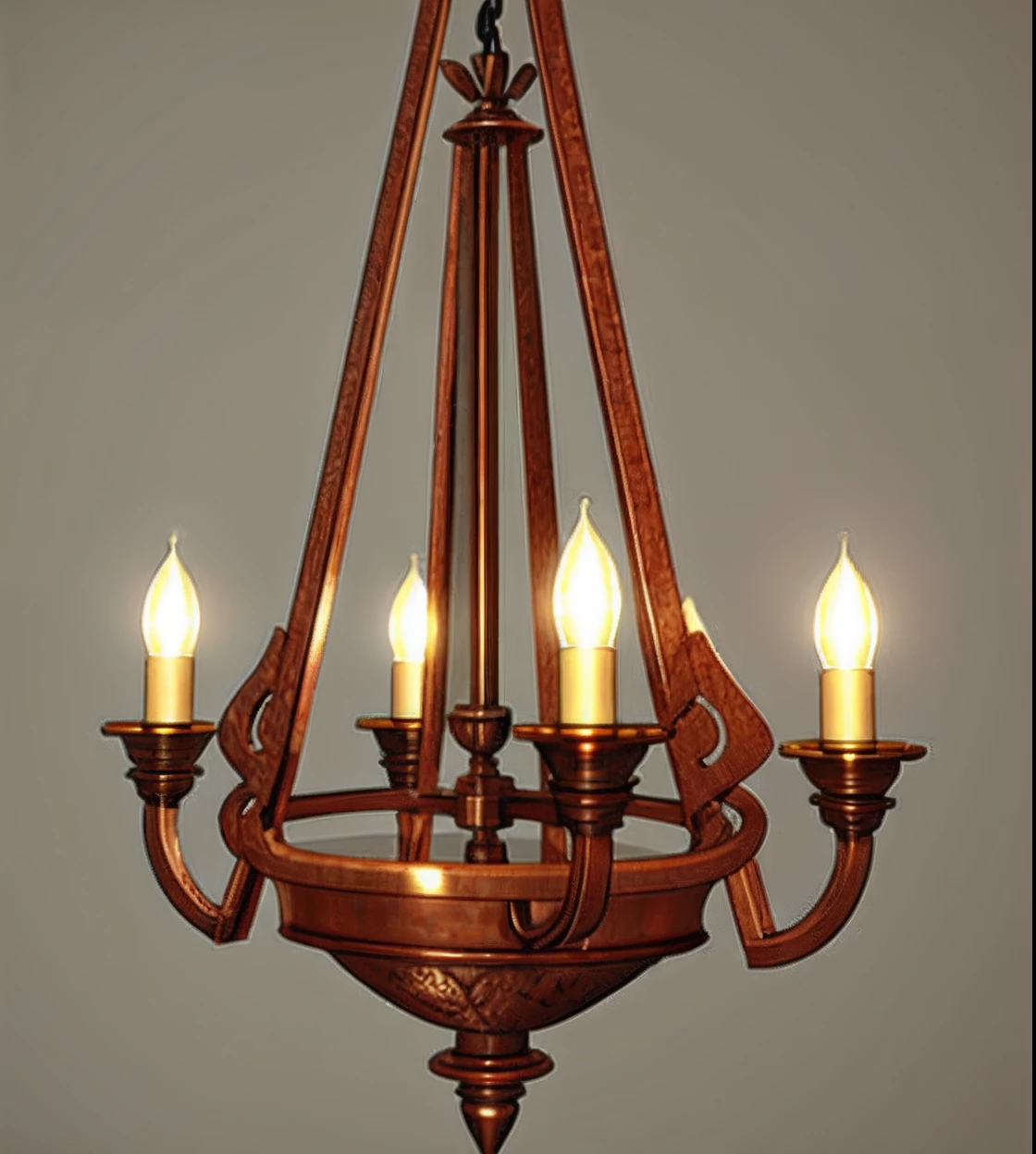 Close-up of a chandelier，There are four candles on it, Renaissance lighting, Gothic lighting, church chandelier, light fixtures, Middle Ages style, hanging lantern, A medieval, Rustic and weathered, hanging lights, made of intricate metal and wood,2d game environment design, interior background art, arte de fundo, old furnitures, old kitchen backdrop angled view, old furnitures, 3 d stylize scene, Stylized concept art, personal room background, concept-art!, game environment design, Stylized hand drawn textures