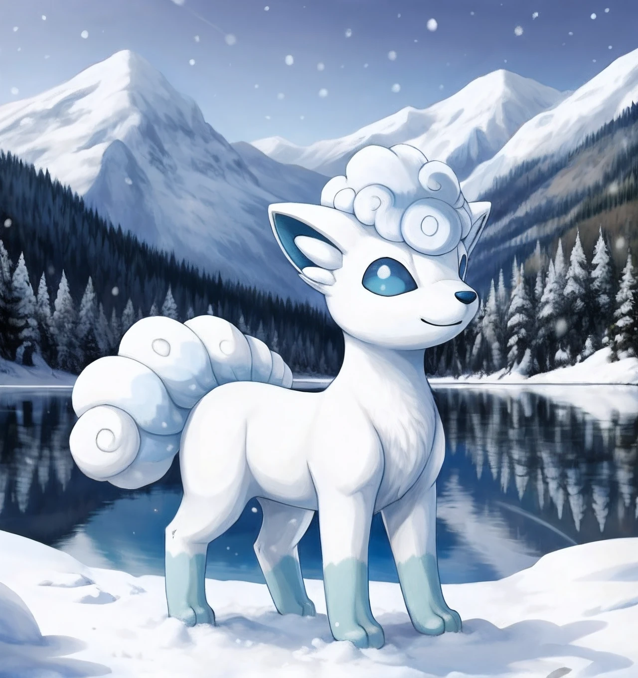 masterpiece,best_quality
alolan_vulpix,  pokemon (creature),
 ALOLA_VULPIX, 
forest,mountain, lake, snow, snowflakes, snowing