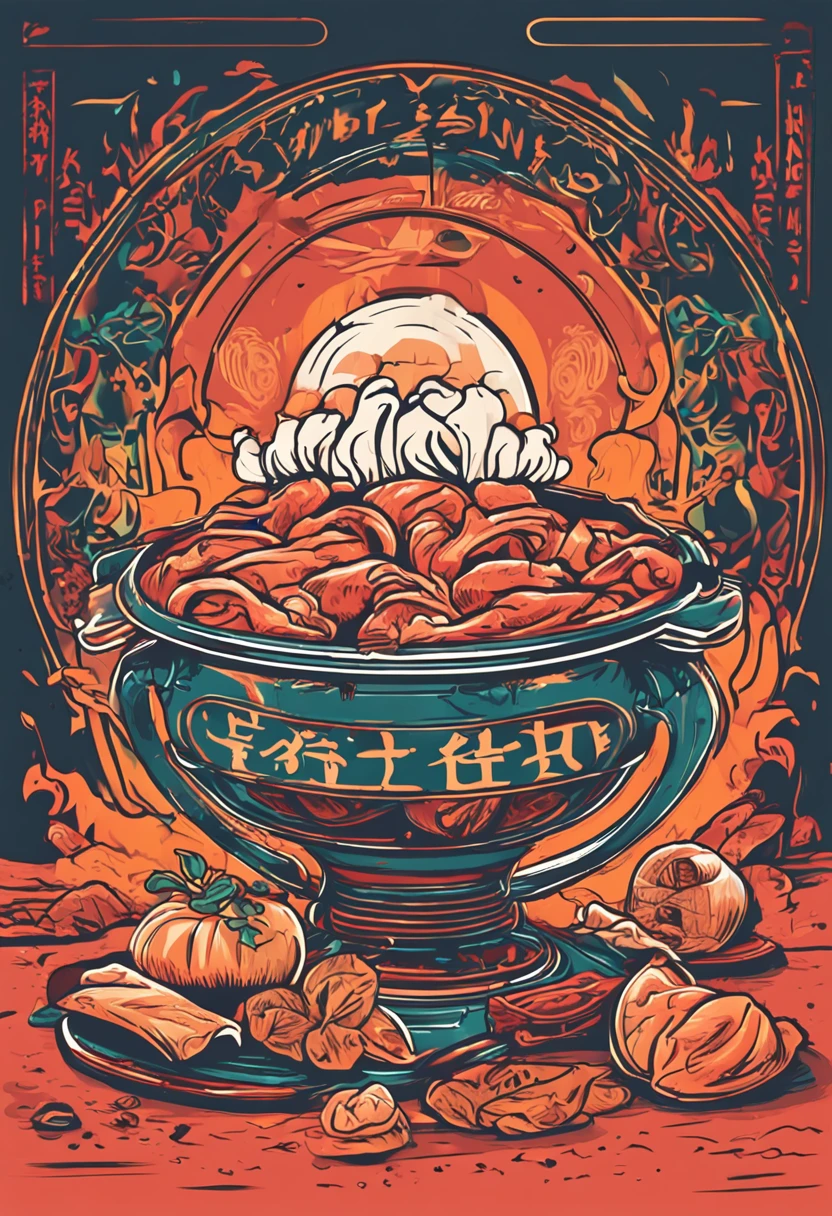 logo, hot pot, Simple round, Health words