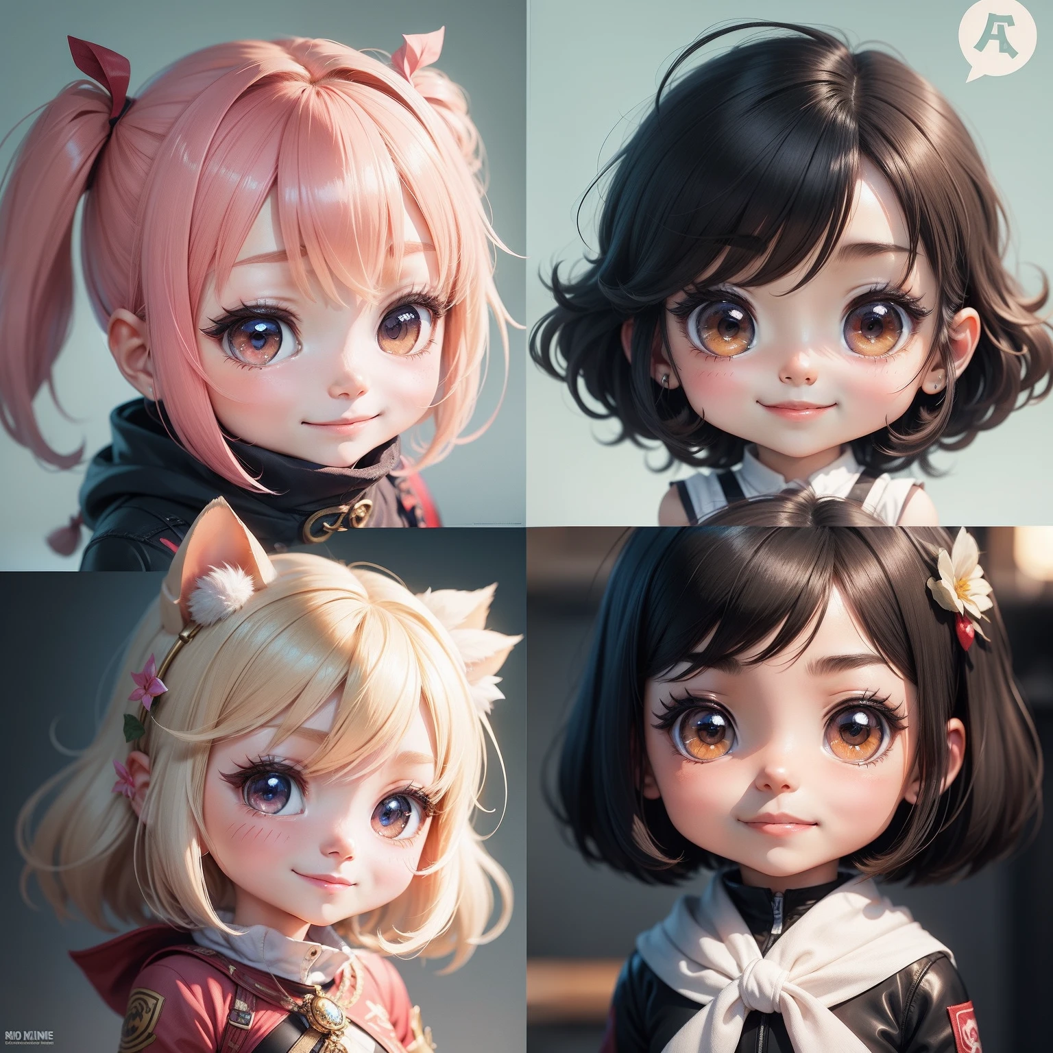 chibi, emote smile ,anime