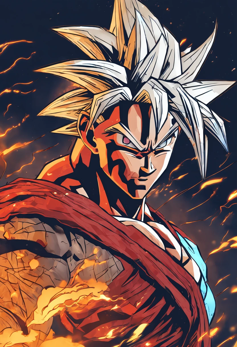 Goku character design by Naohito Yamamuro, digital painting, extremely detailed, intricate, delicate, highly detailed face, dynamic action pose, dramatic lighting, concept art