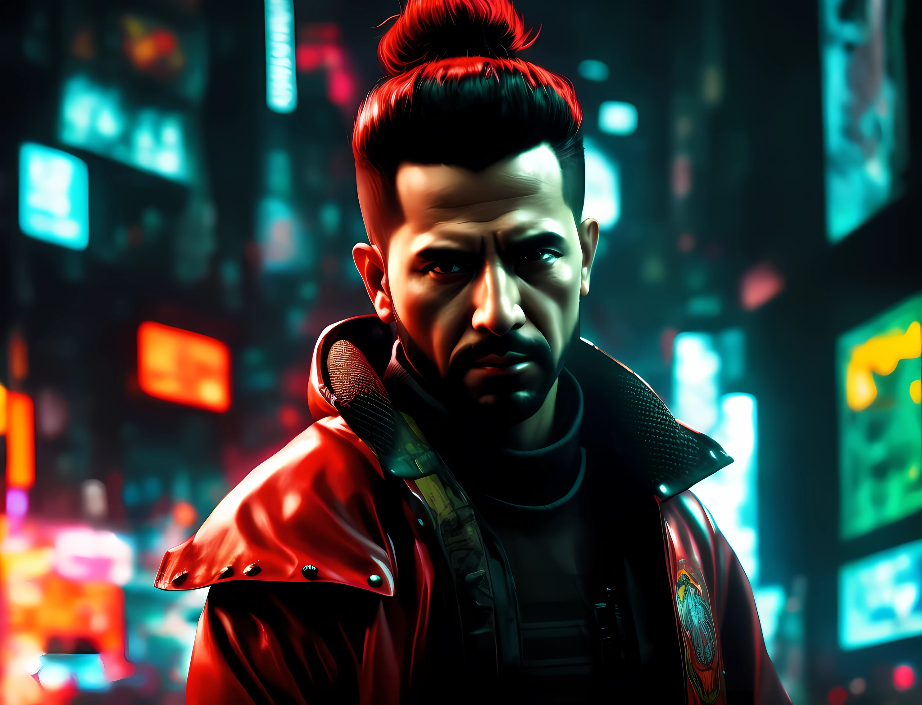 Arafed imagem de um homem com um sci - fiorer em seu peito, Arte digital detalhada em 4k, Arte digital altamente detalhada em 4k, Retrato de Adam Jensen, Epic portrait illustration, Retrato de um homem cyberpunk, pintura digital futurista, estilo pintura digital, Arte Digital 4K, 8k hd papel de parede arte digital, fan art, Retrato de um samurai cyberpunk