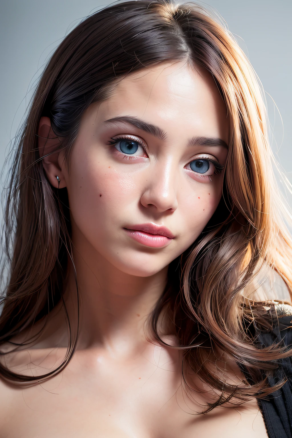 (realistic, photo-realistic:1.37),(8k, RAW photo, best quality, masterpiece:1.2), cute, ultra-detailed,heart-shaped pupils,physically-based rendering, ultra high res, kodakvision color, shot on Arricam LT Camera, bokeh, sharp focus,
looking at viewer,photorealistic,realistic, solo, photorealistic, best quality,extremely detailed face,extremely detailed eyes and face, beautiful detailed eyes,absurdres, incredibly absurdres,haunting smile,Messy hair, floating hair, ,