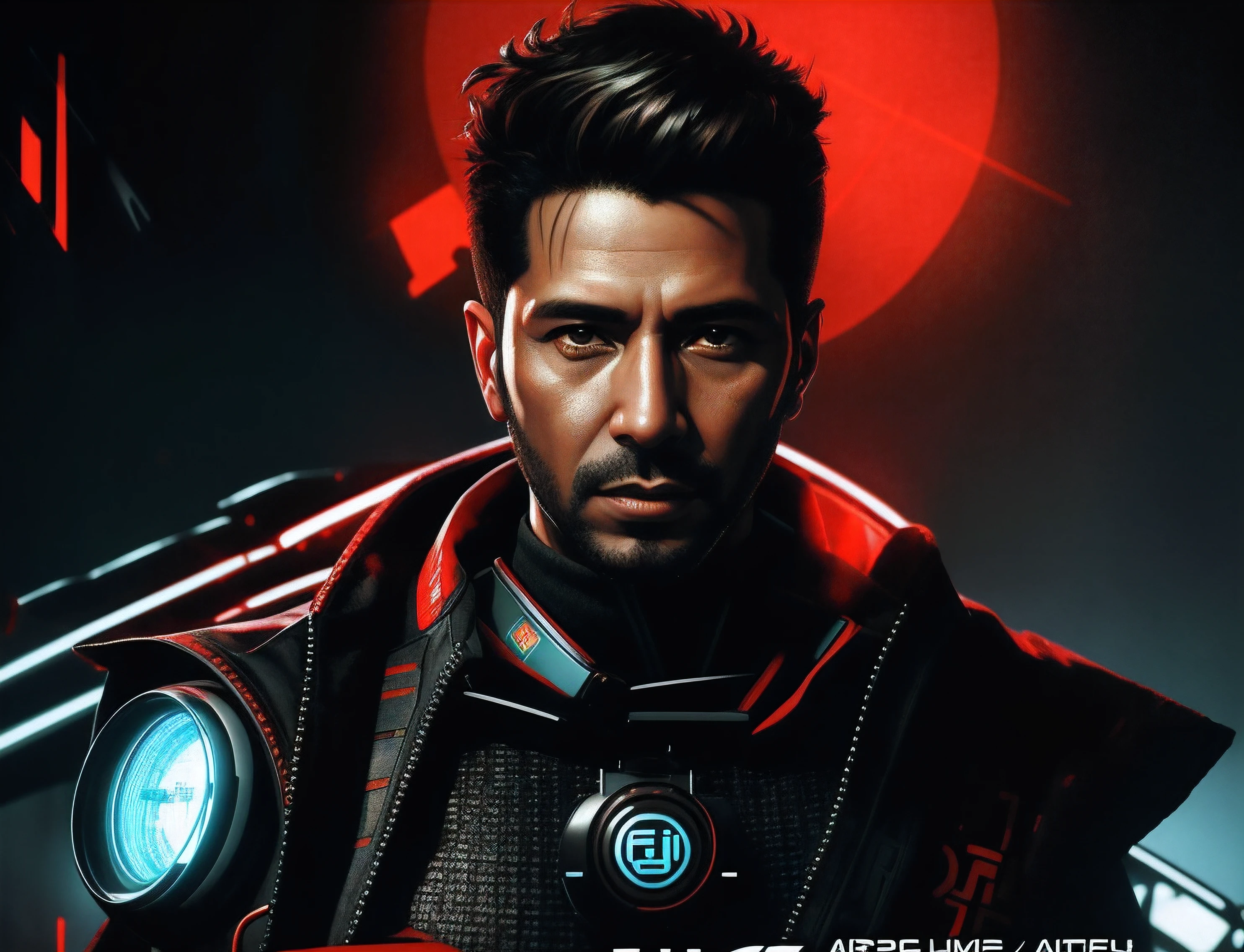 Arafed imagem de um homem com um sci - fiorer em seu peito, Arte digital detalhada em 4k, Arte digital altamente detalhada em 4k, Retrato de Adam Jensen, Epic portrait illustration, Retrato de um homem cyberpunk, pintura digital futurista, estilo pintura digital, Arte Digital 4K, 8k hd papel de parede arte digital, fan art, Retrato de um samurai cyberpunk