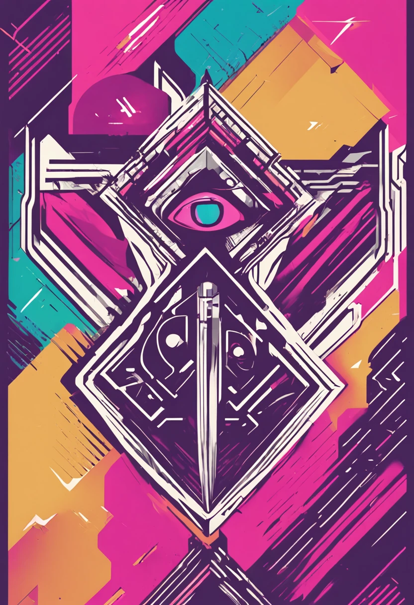 A minimalist logo for a YouTube channel called "Vision and Victory". Text says "Vision and Victory" in a bold, modern sans-serif font. Abstract geometric shapes and lines in blue, purple and pink create a stylized letter V behind the text. The logo is modern, clean, minimalist and portrays a message of vision and victory.