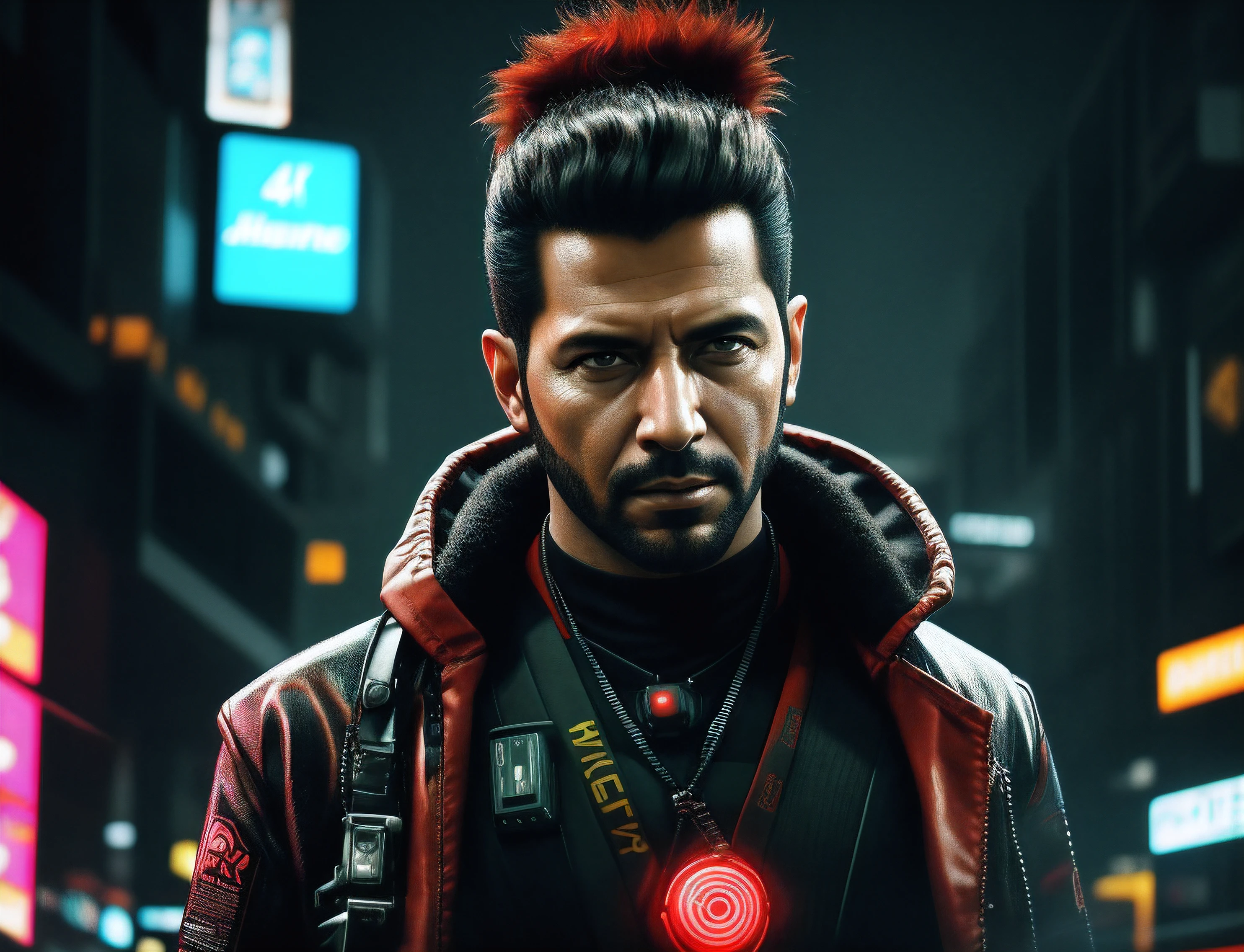 Arafed imagem de um homem com um sci - fiorer em seu peito, Arte digital detalhada em 4k, Arte digital altamente detalhada em 4k, Retrato de Adam Jensen, Epic portrait illustration, Retrato de um homem cyberpunk, pintura digital futurista, estilo pintura digital, Arte Digital 4K, 8k hd papel de parede arte digital, fan art, Retrato de um samurai cyberpunk