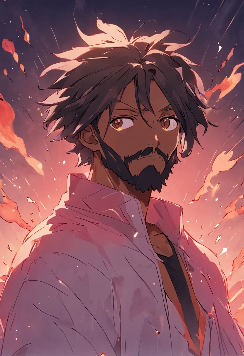 Homem com regata branca, com barba, arte de anime, visual principal de anime de Snoop Dogg, rosto perfeito finamente detalhado, super high quality art, olhar direcionado