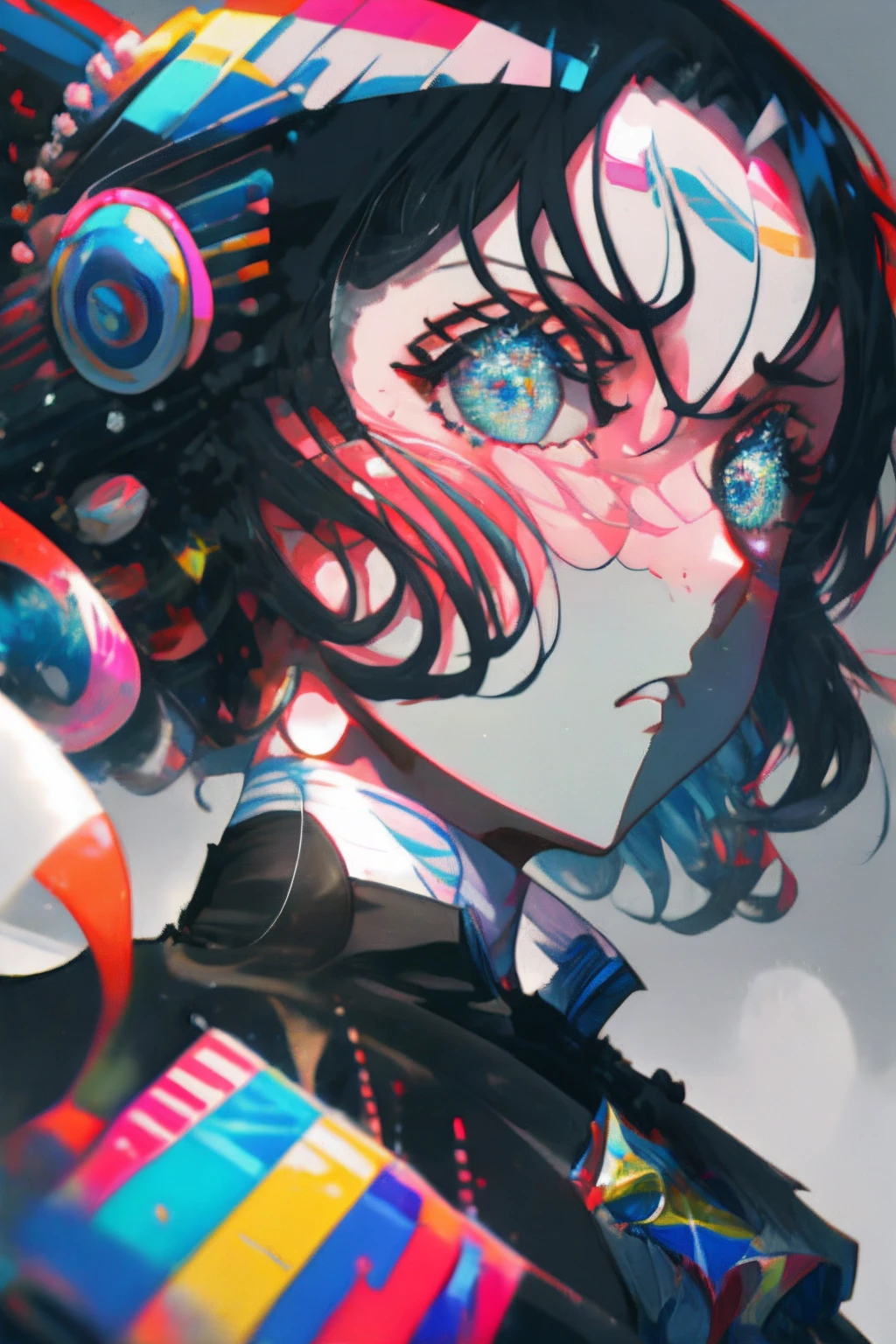 gros plan, Grands yeux, yeux, yeux complexes, Unique students, Unusual students, big breast, kunaboto, big boobs, pretty girl, vibrant color, abs,, muscles, thicc, complexes background, energy,