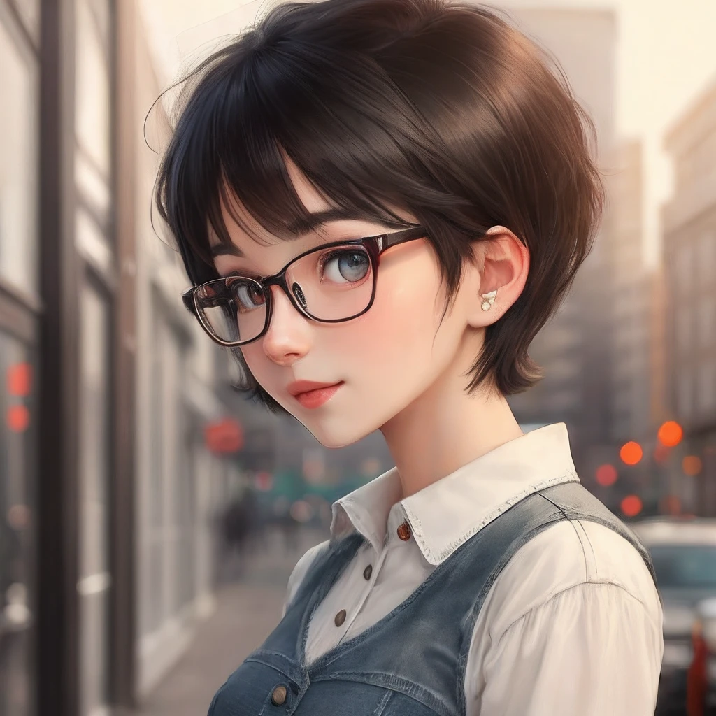 (masterece-piece:1.3)、(8K、photorealestic、Raw photography、best qualiy: 1.4)、(1girls)、beautifulface、(realistic faces)、(blackhair、short haired:1.3)、Beautiful hairstyle、realistic eye、Beautiful details、（lifelike skin）、Beautiful skin、（sweater）、absurdress、irresistible、ultra-highresolution、a hyper realistic、high-detail、the golden ratio、Japanese people、Black-rimmed glasses