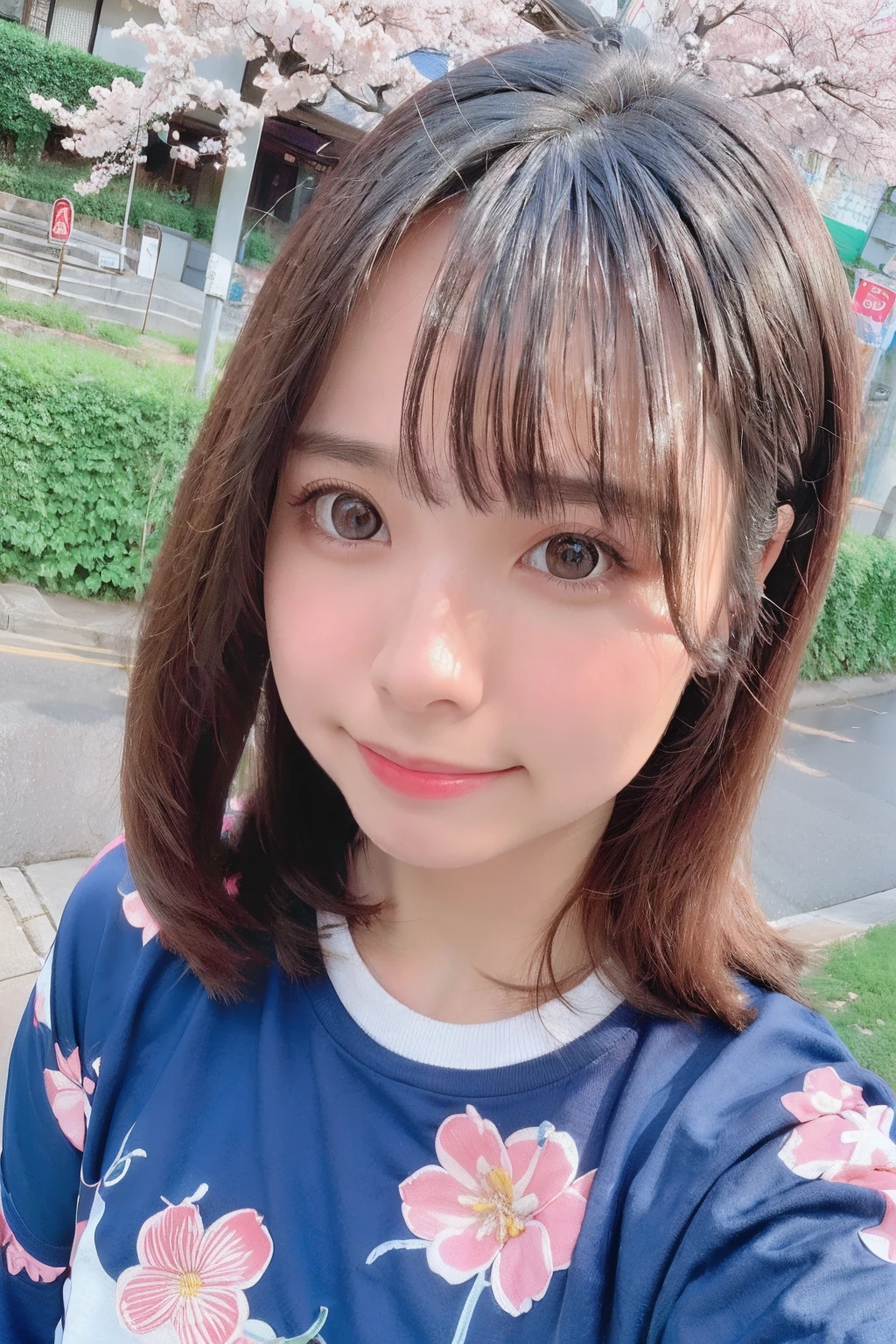 highest quality、超A high resolution、(photo realistic:1.4)、blush、cute、(detailed face)、smile、look at the camera、Upper body、Komono、sunny day、river、blue sky、mean
