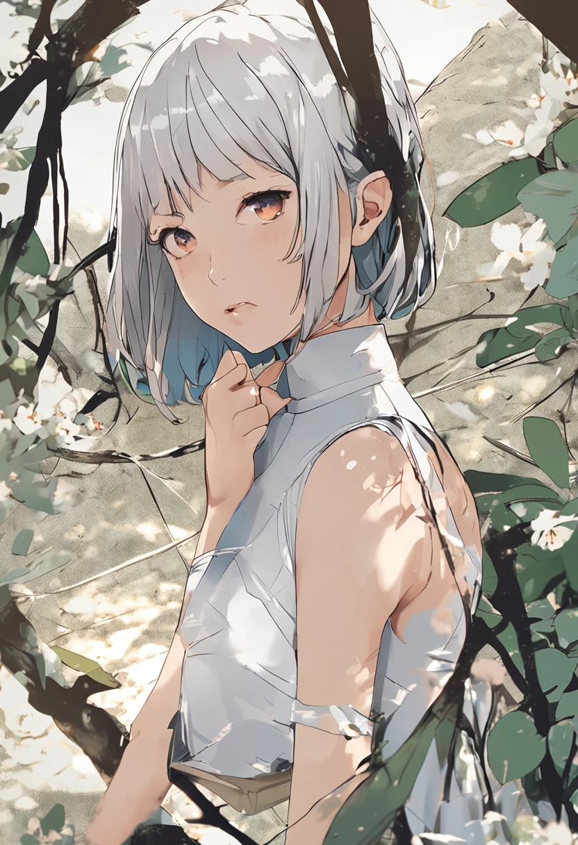 top-quality、Full limbs、complete fingers、Slender beauty、straight haired、extra very short hair、White knee-high、white school swim suit、Small eyes、Expression of distress、Pained face、Recurve the body、wriggling the body