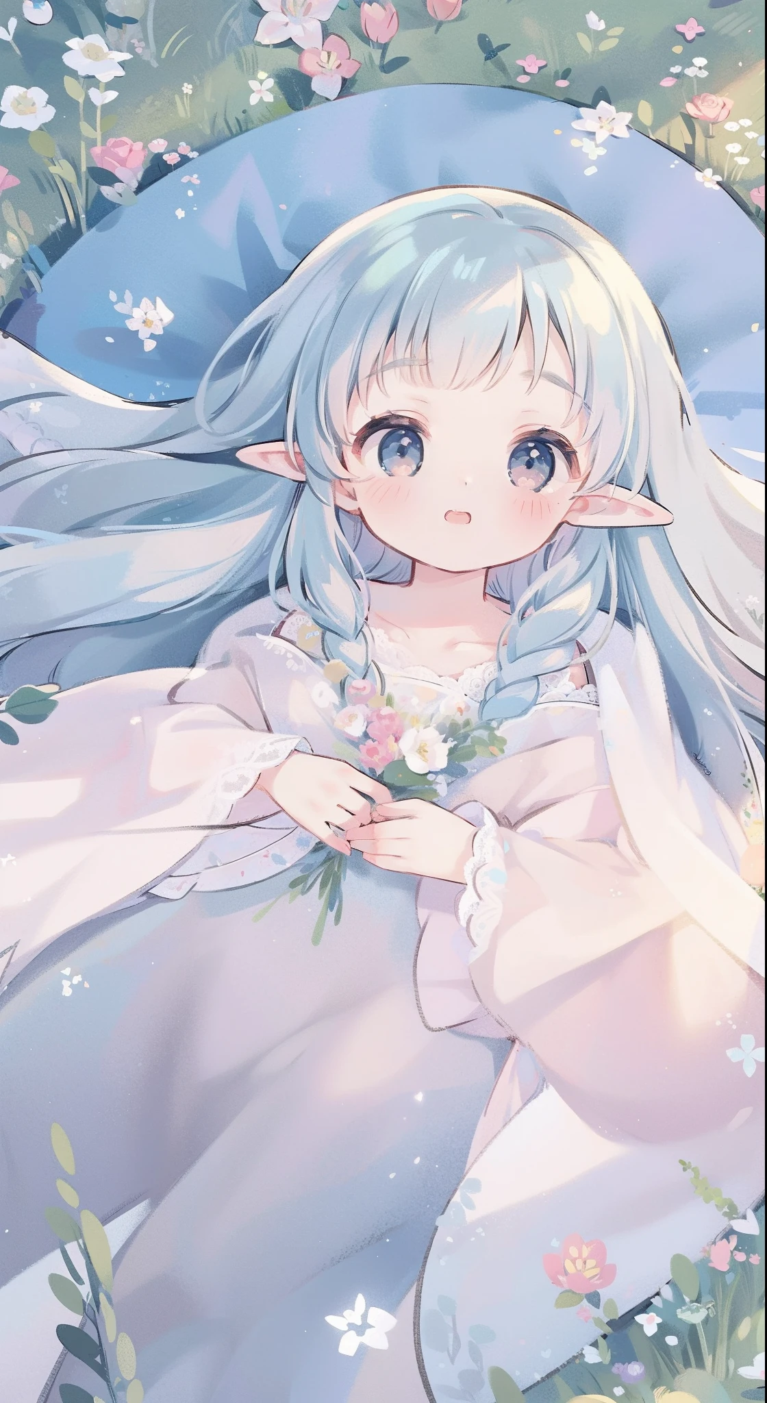 high high quality,tmasterpiece,Delicate facial features,Delicate hair,Delicate eyes,Delicate hair,animemanga girl,deer antlers,Black color hair,florals, Dreamy style, Fantastic flower garden,fantasy style clothing,Romantic dress, beautiful and elegant elf queen, a beautiful fantasy empress, Fantasy art style, ((a beautiful fantasy empress)), Anime fantasy illustration, high priestess, fey queen of the summer forest, anime art nouveau, goddess of the forest, portrait of an elf queen, A beautiful artwork illustration,8K high quality detailed art(Delicate facial portrayal)(Fine hair depiction)(highest quality)(Master masterpieces)(High degree of completion)(a sense of atmosphere)8k wallpaper,tmasterpiece,Best quality at best,ultra - detailed